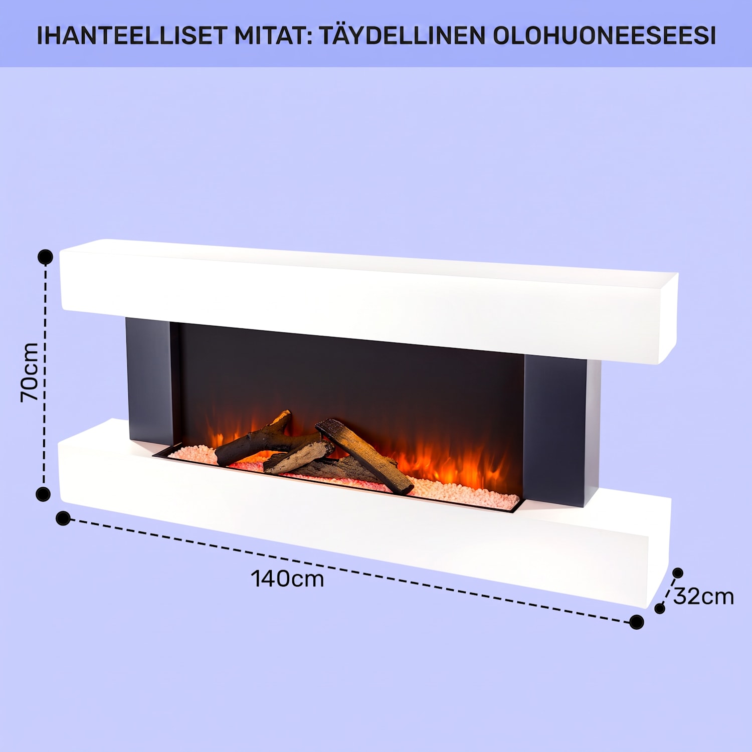 Studio Light & Fire 1 -takka 1000/2000 W MDF kaukosäädin  Fire 1