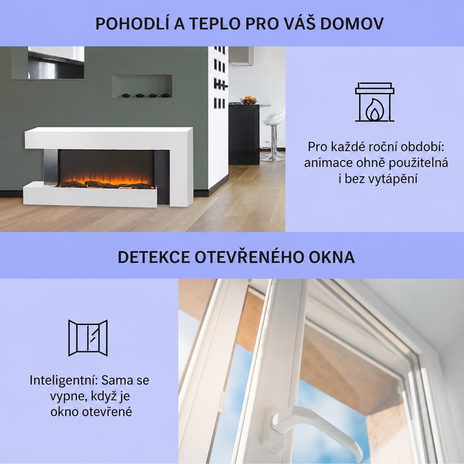 Studio Light & Fire 2, elektrický krb, 1000/2000 W, MDF, dálkové ovládání, bílý Klasický | Ano | Blanco