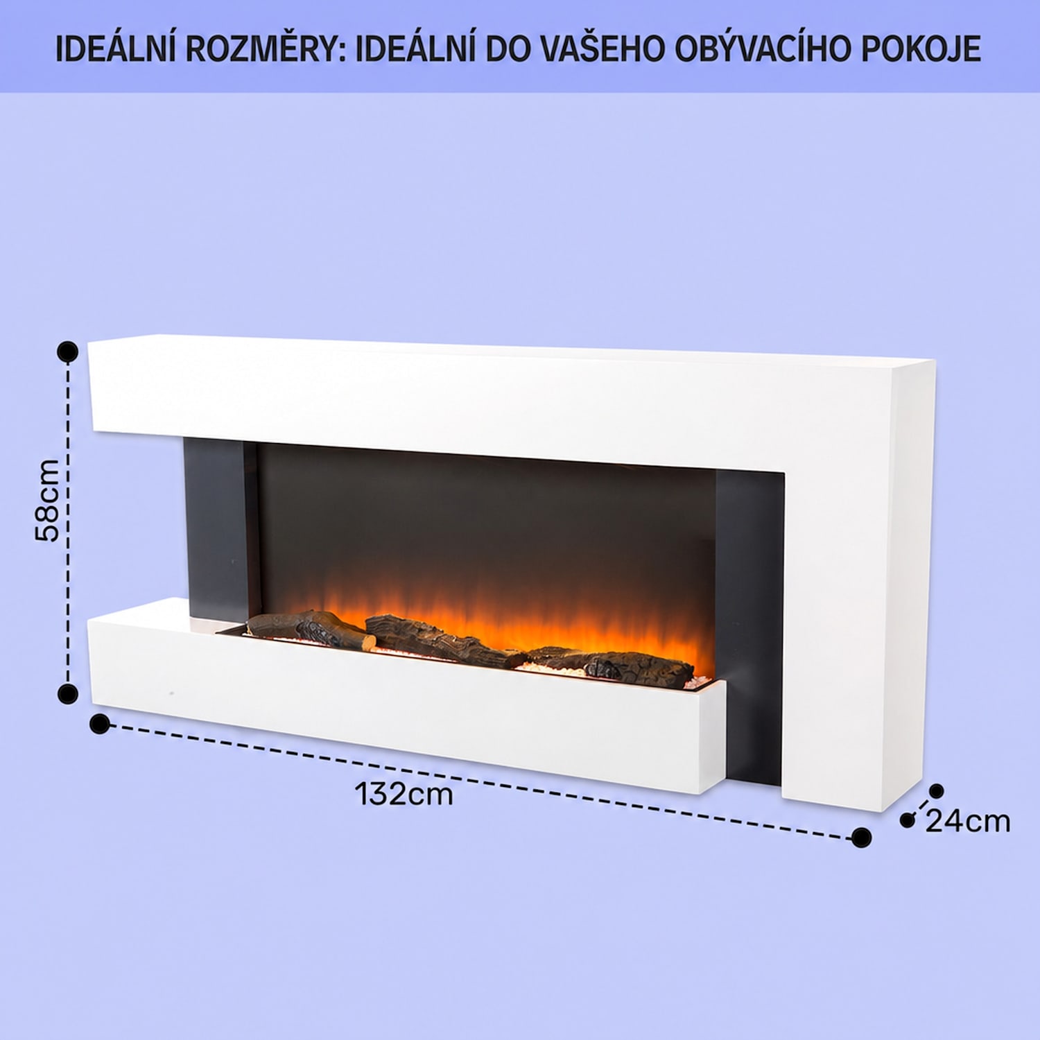 Studio Light & Fire 2, elektrický krb, 1000/2000 W, MDF, dálkové ovládání, bílý Klasický | Ano | Blanco