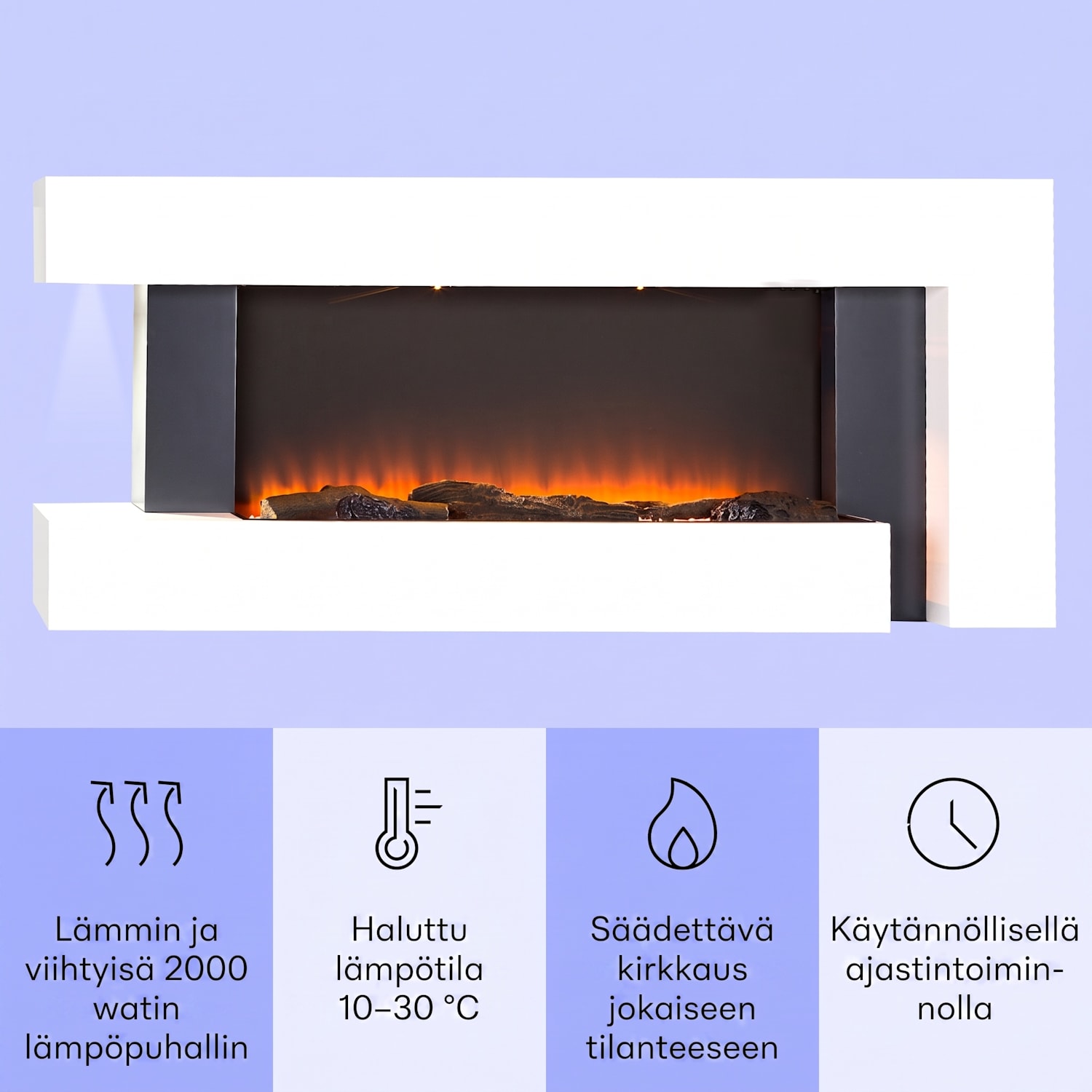 Studio Light & Fire 2 -takka 1000/2000 W MDF kaukosäädin Klassinen | kyllä | Valkoinen