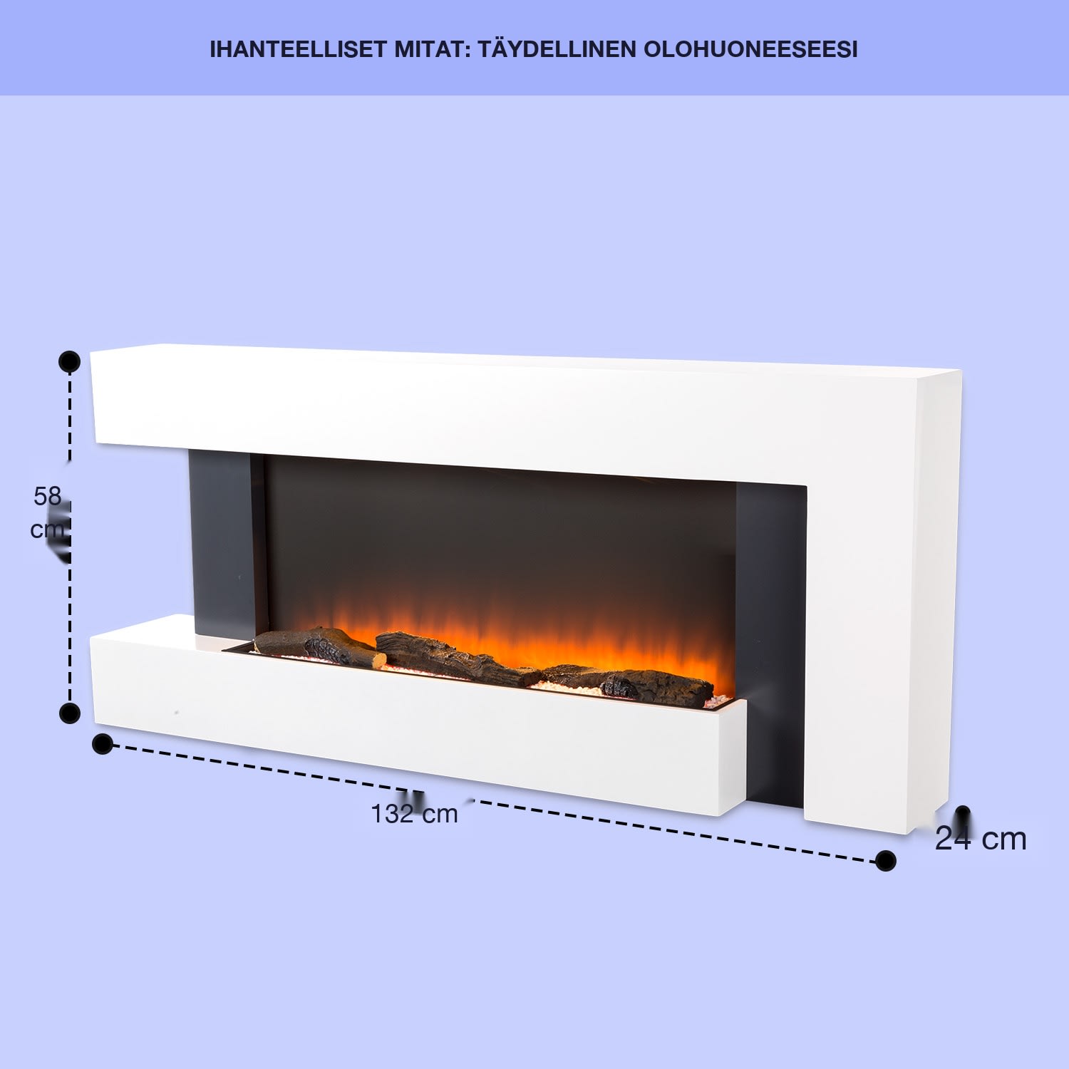 Studio Light & Fire 2 -takka 1000/2000 W MDF kaukosäädin Klassinen | kyllä | Valkoinen