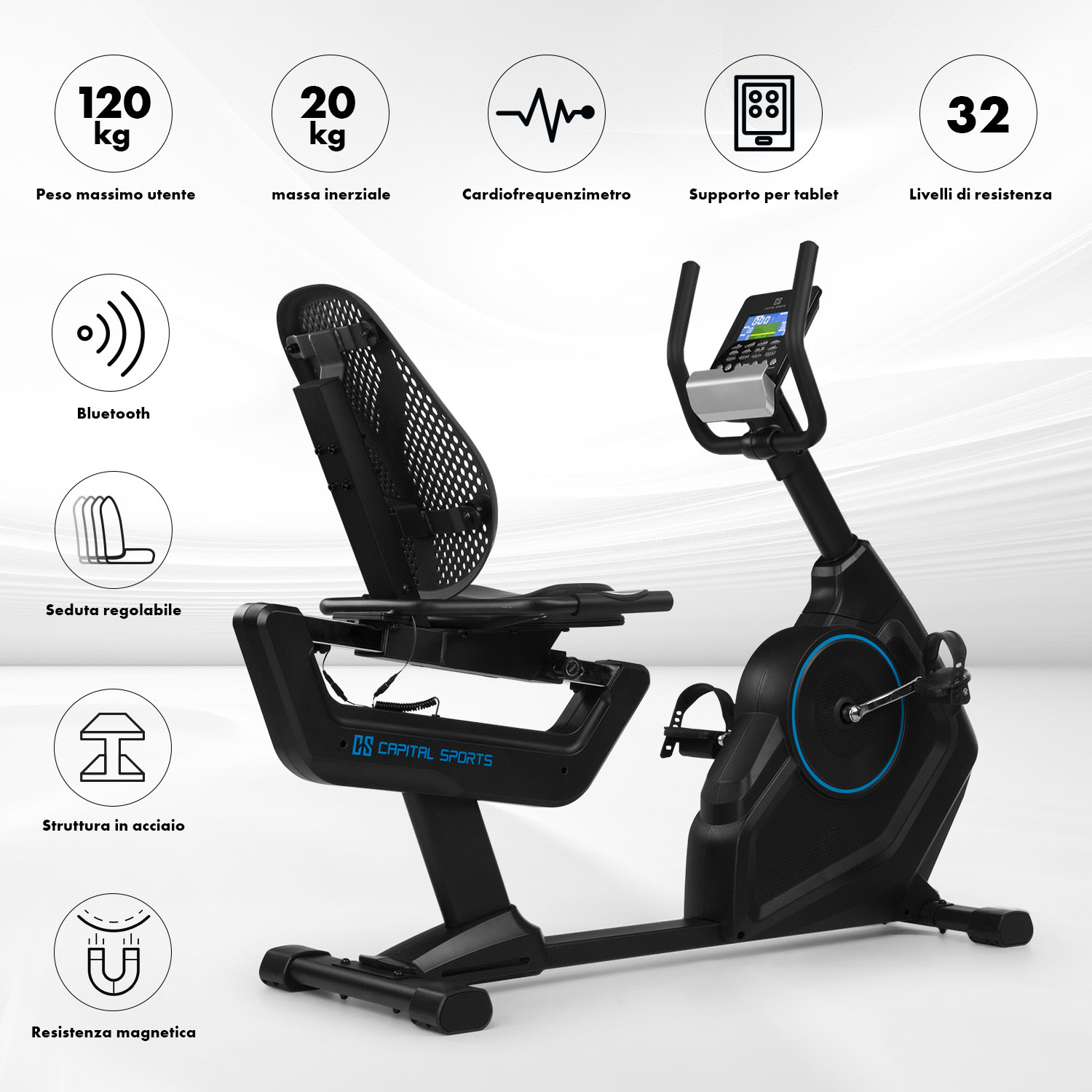 Evo Deluxe cardiobike Bluetooth app 20kg massa volanica Evo Deluxe - 20 kg