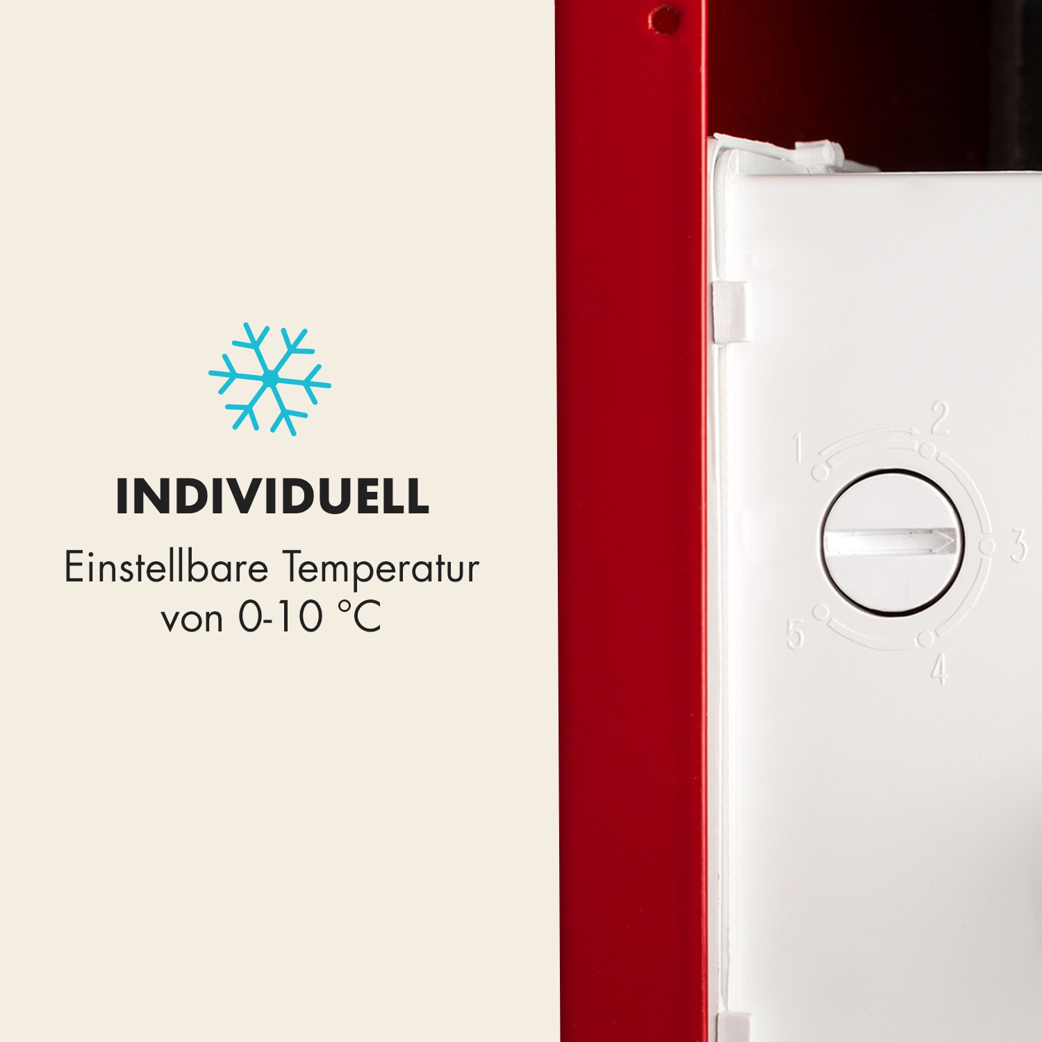 PopLife Getränkekühler Kühlschrank 0-10°C Retro-Design 48 Ltr | Rot