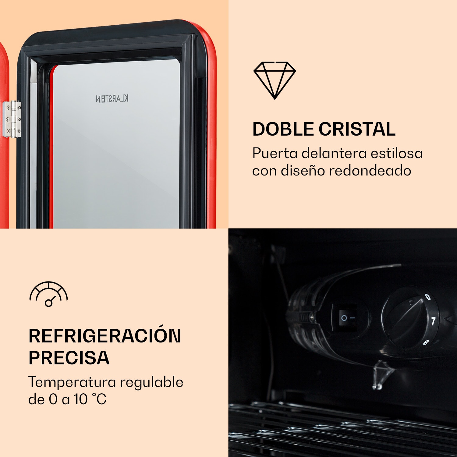 PopLife Nevera para bebidas de 0 a 10 °C diseño retro 115 L | Rojo