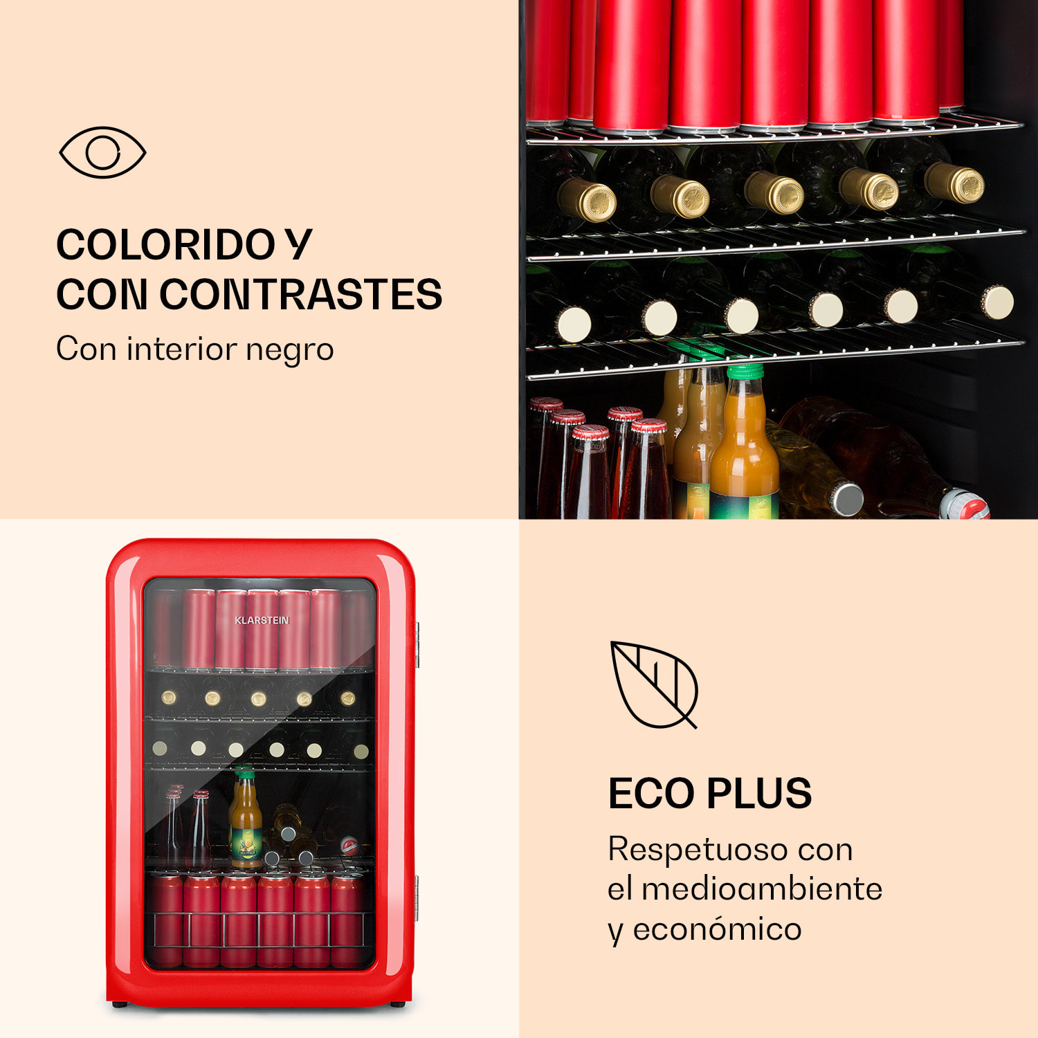 PopLife Nevera para bebidas de 0 a 10 °C diseño retro 115 L | Rojo