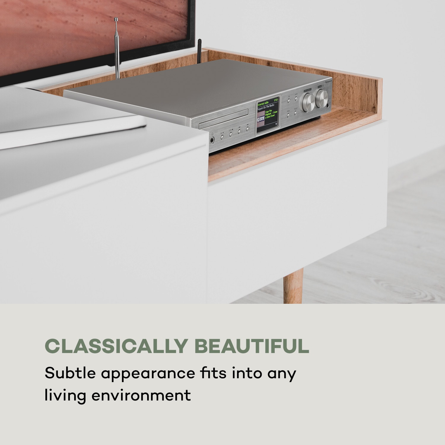 iTuner CD, HiFi receiver, internet/DAB+/ FM rádió, CD-lejátszó, WiFi, fekete Fekete