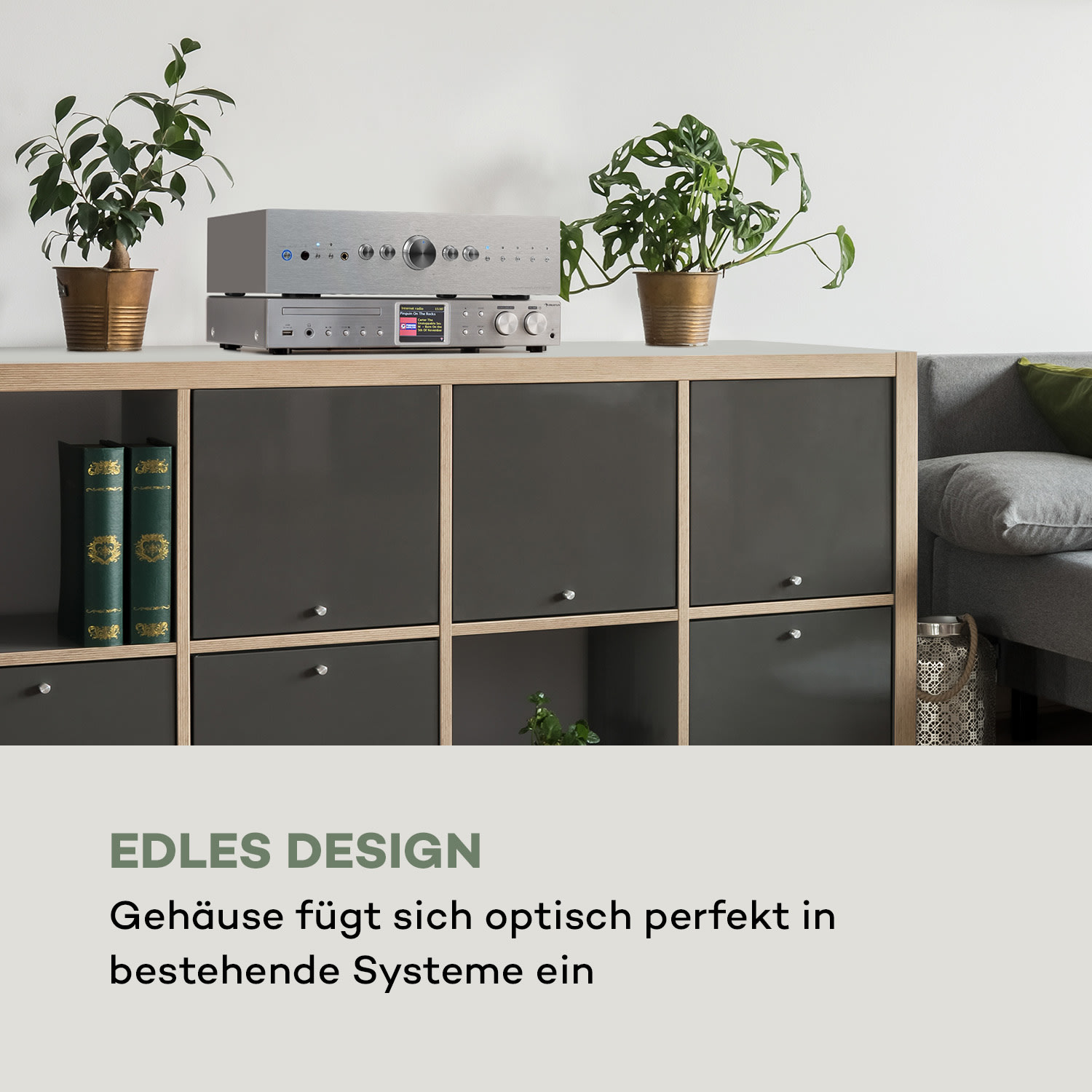 iTuner CD HiFi-Receiver Internet/DAB+/ FM Radio CD-Player WiFi silber 