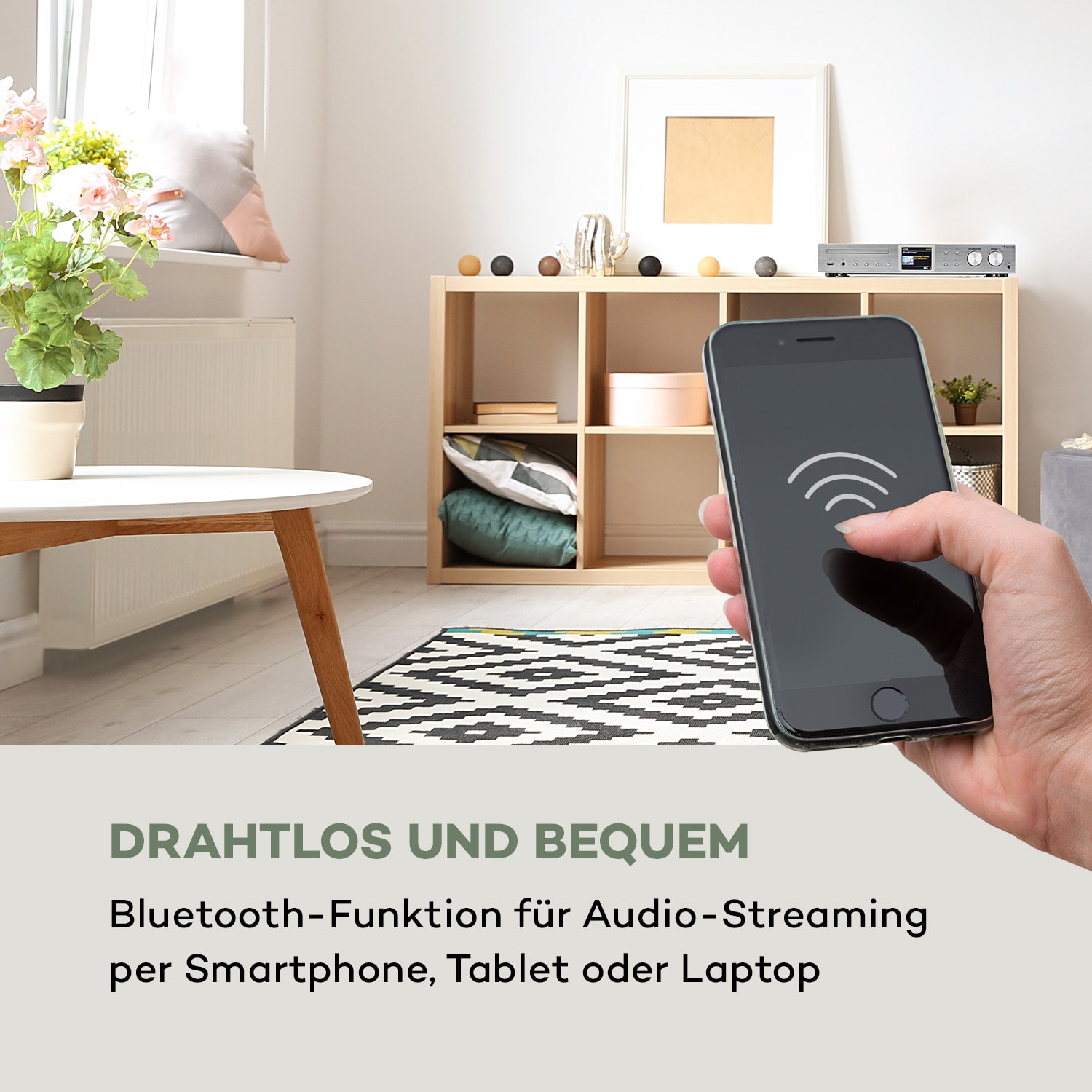 iTuner CD HiFi-Receiver Internet/DAB+/ FM Radio CD-Player WiFi silber 