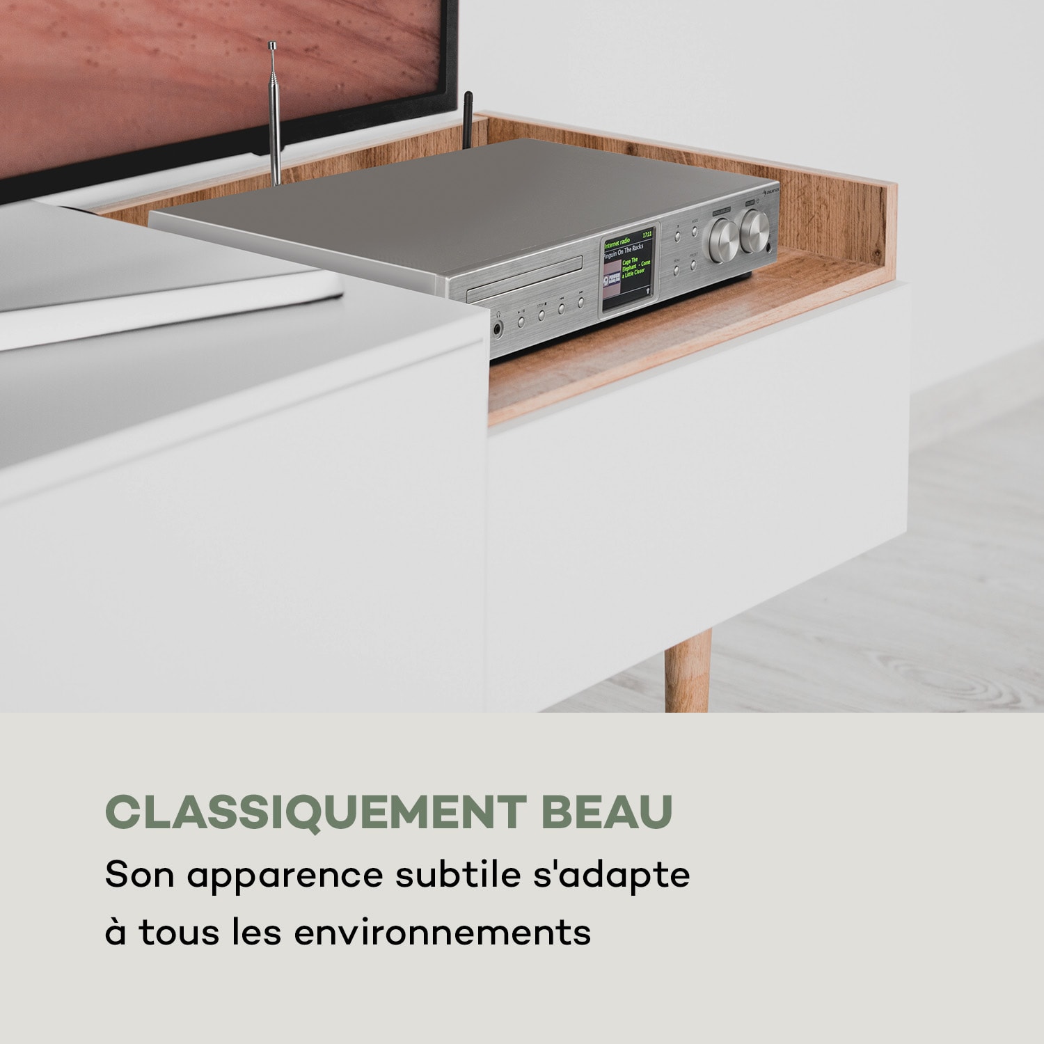 iTuner CD récepteur HiFi radio Internet/DAB+/ FM lecteur CD WiFi gris argent 