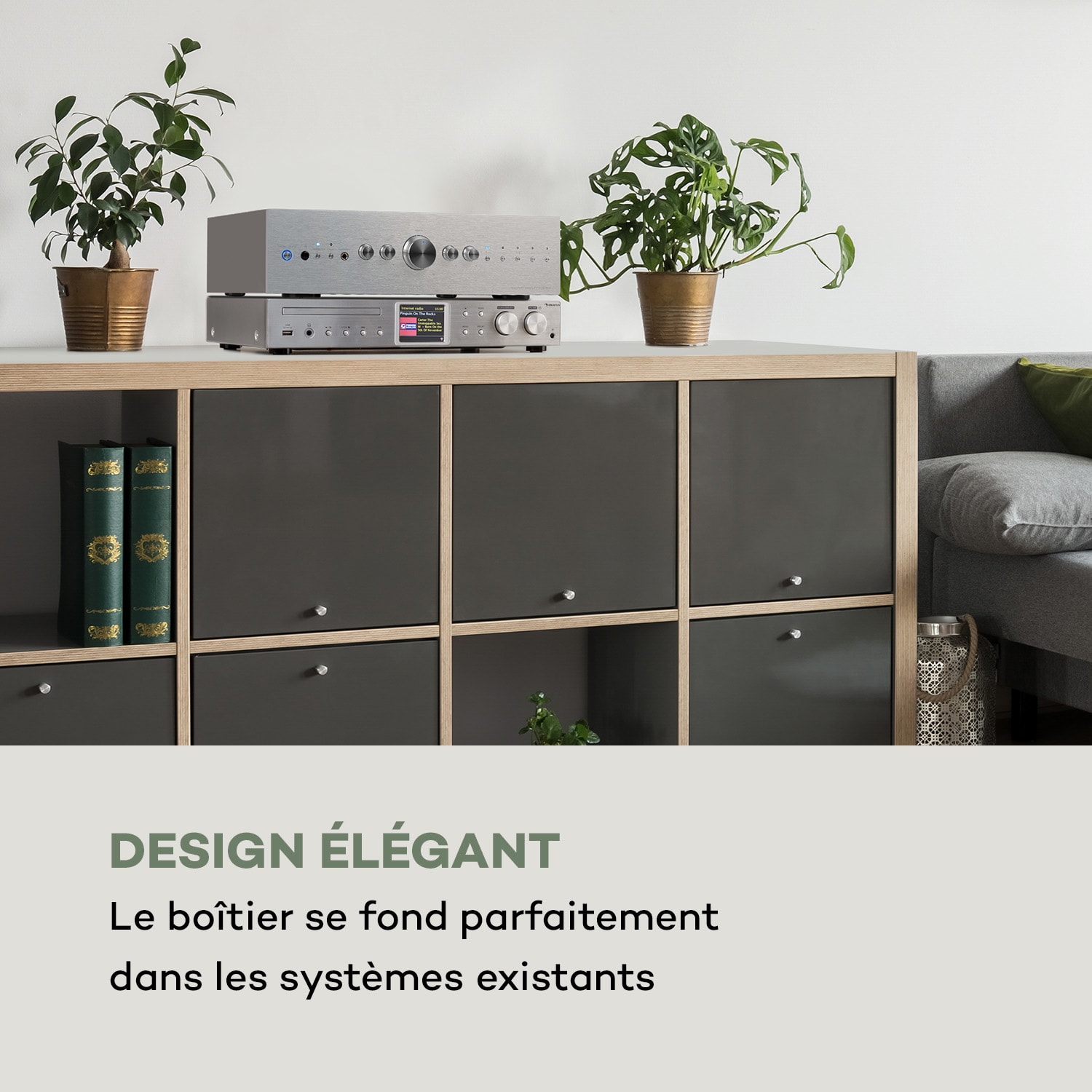 iTuner CD récepteur HiFi radio Internet/DAB+/ FM lecteur CD WiFi gris argent 