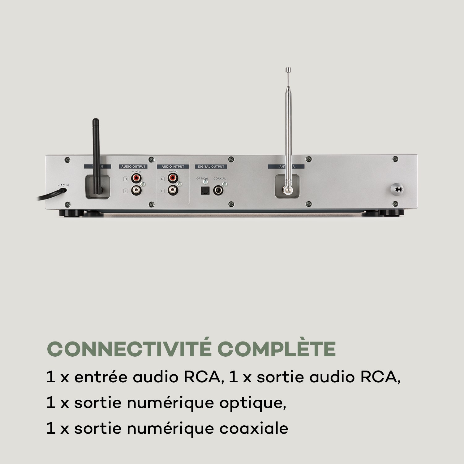 iTuner CD récepteur HiFi radio Internet/DAB+/ FM lecteur CD WiFi gris argent 