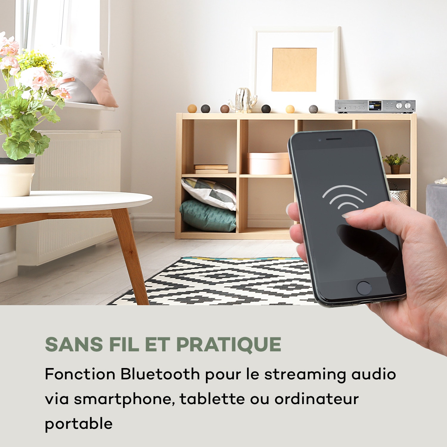 iTuner CD récepteur HiFi radio Internet/DAB+/ FM lecteur CD WiFi gris argent 