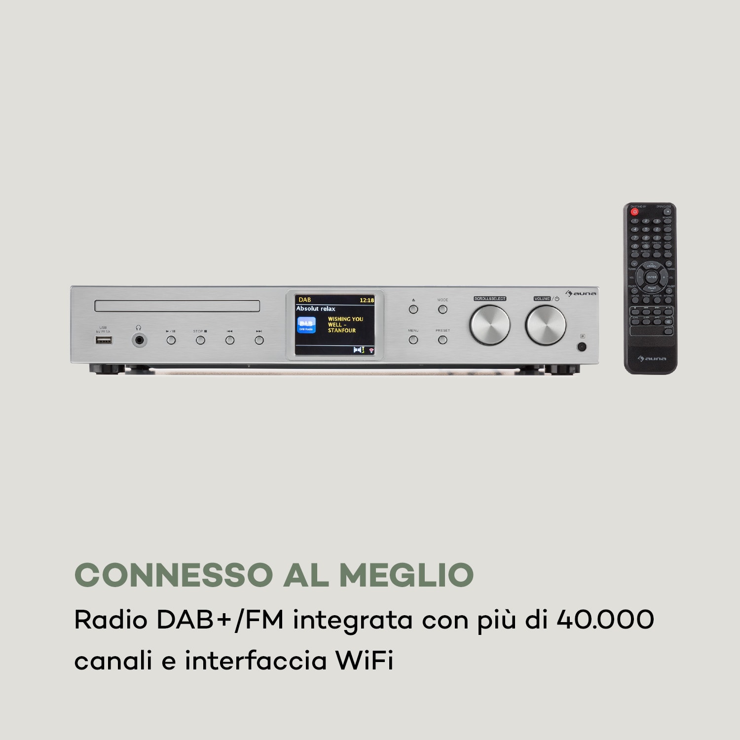 iTuner CD Ricevitore Hi-Fi Radio Web/DAB+/ FM Lettore CD Wi-Fi argento Argento metallizzato