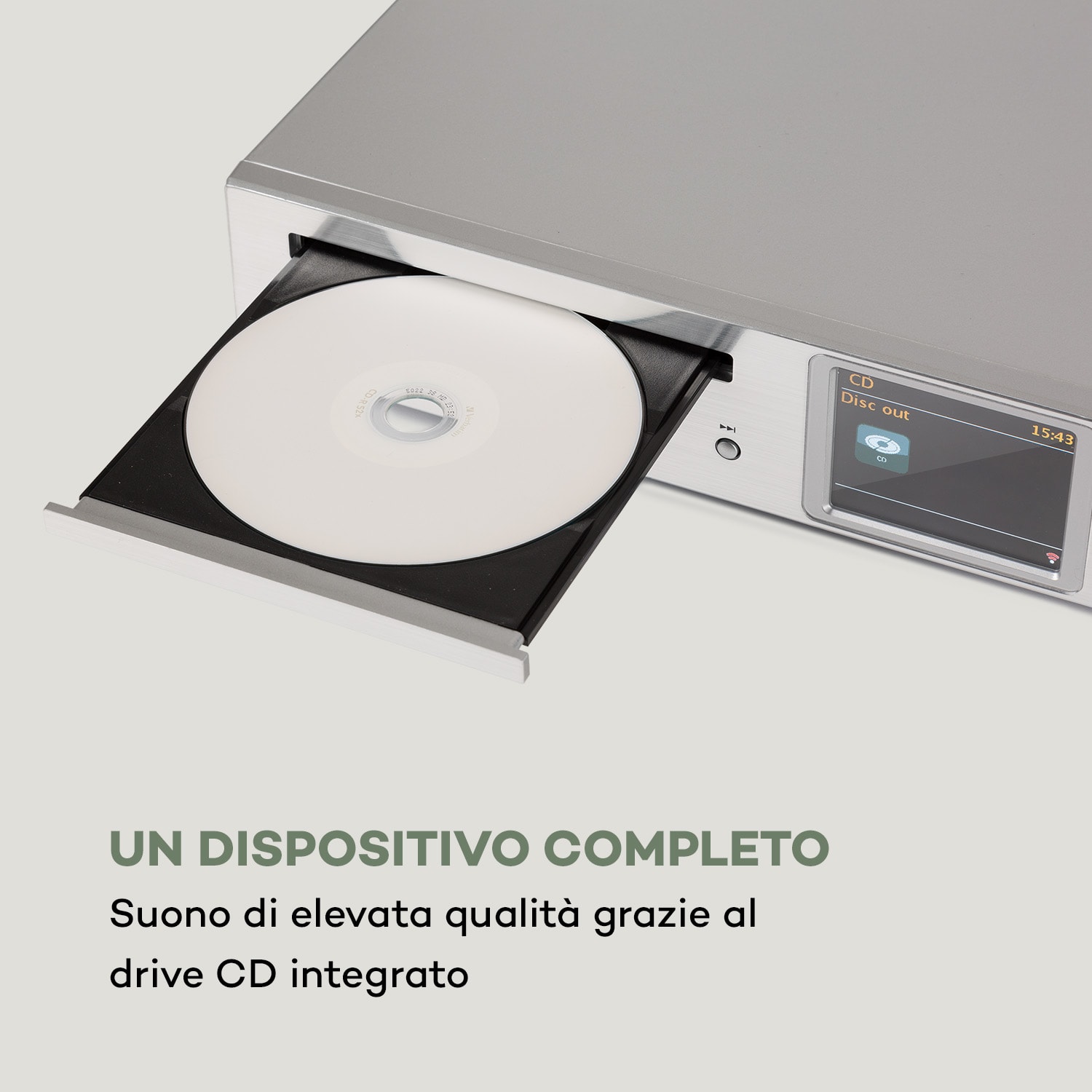 iTuner CD Ricevitore Hi-Fi Radio Web/DAB+/ FM Lettore CD Wi-Fi argento Argento metallizzato