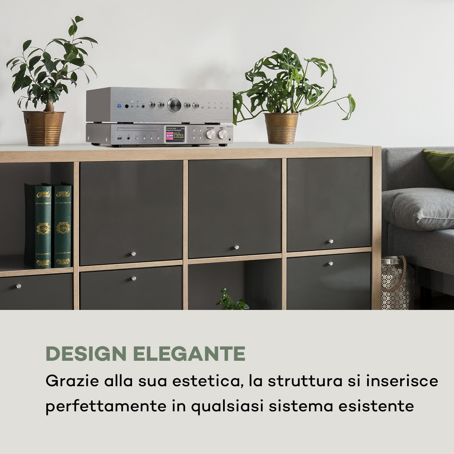 iTuner CD Ricevitore Hi-Fi Radio Web/DAB+/ FM Lettore CD Wi-Fi argento Argento metallizzato