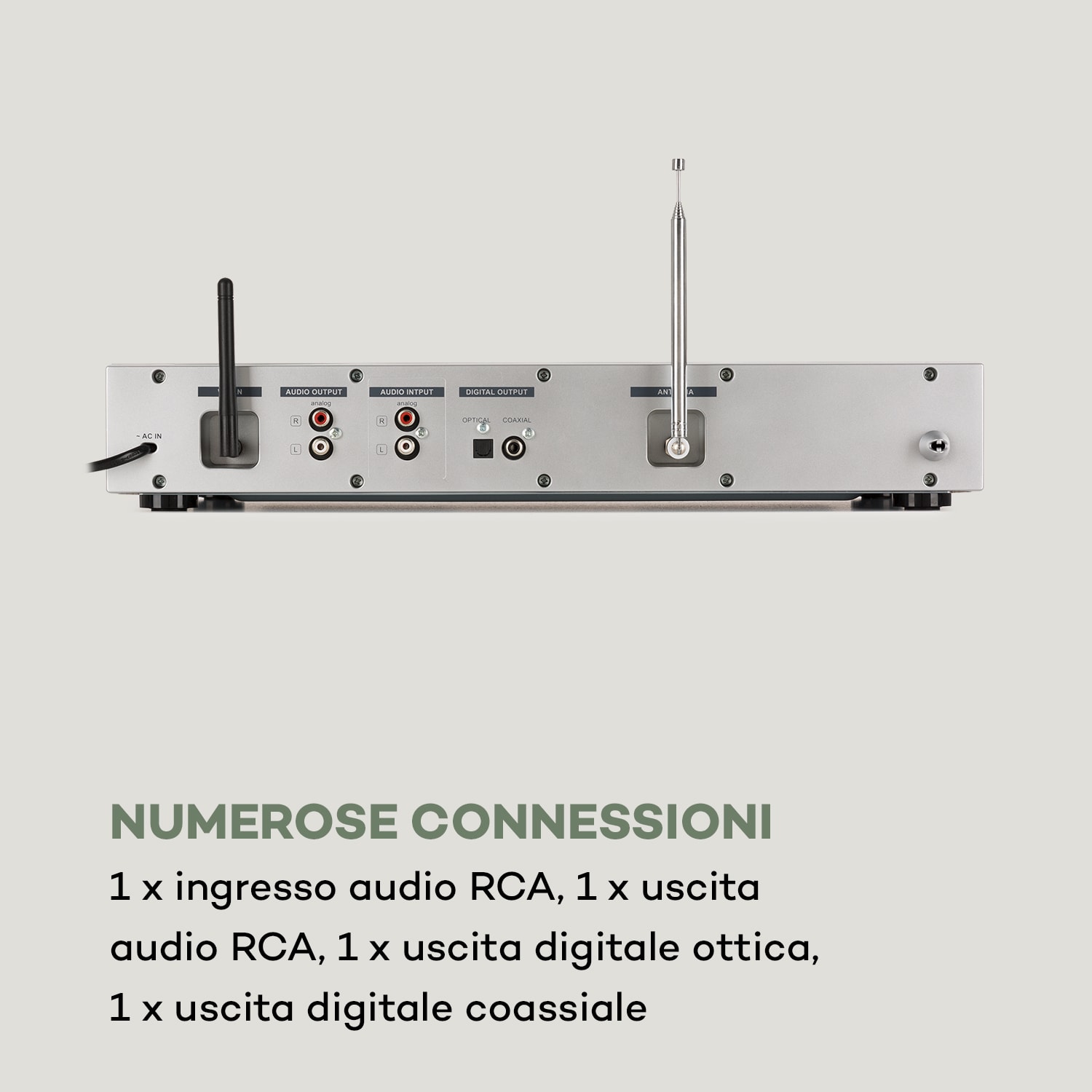 iTuner CD Ricevitore Hi-Fi Radio Web/DAB+/ FM Lettore CD Wi-Fi argento Argento metallizzato