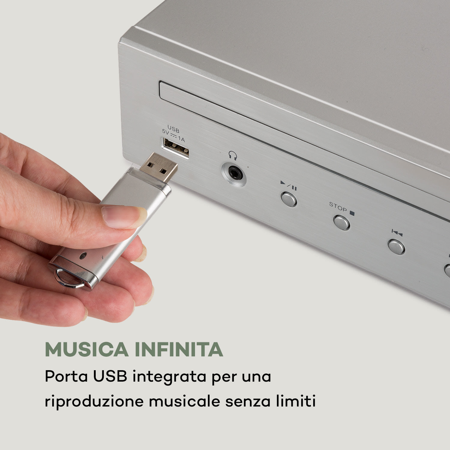 iTuner CD Ricevitore Hi-Fi Radio Web/DAB+/ FM Lettore CD Wi-Fi argento Argento metallizzato