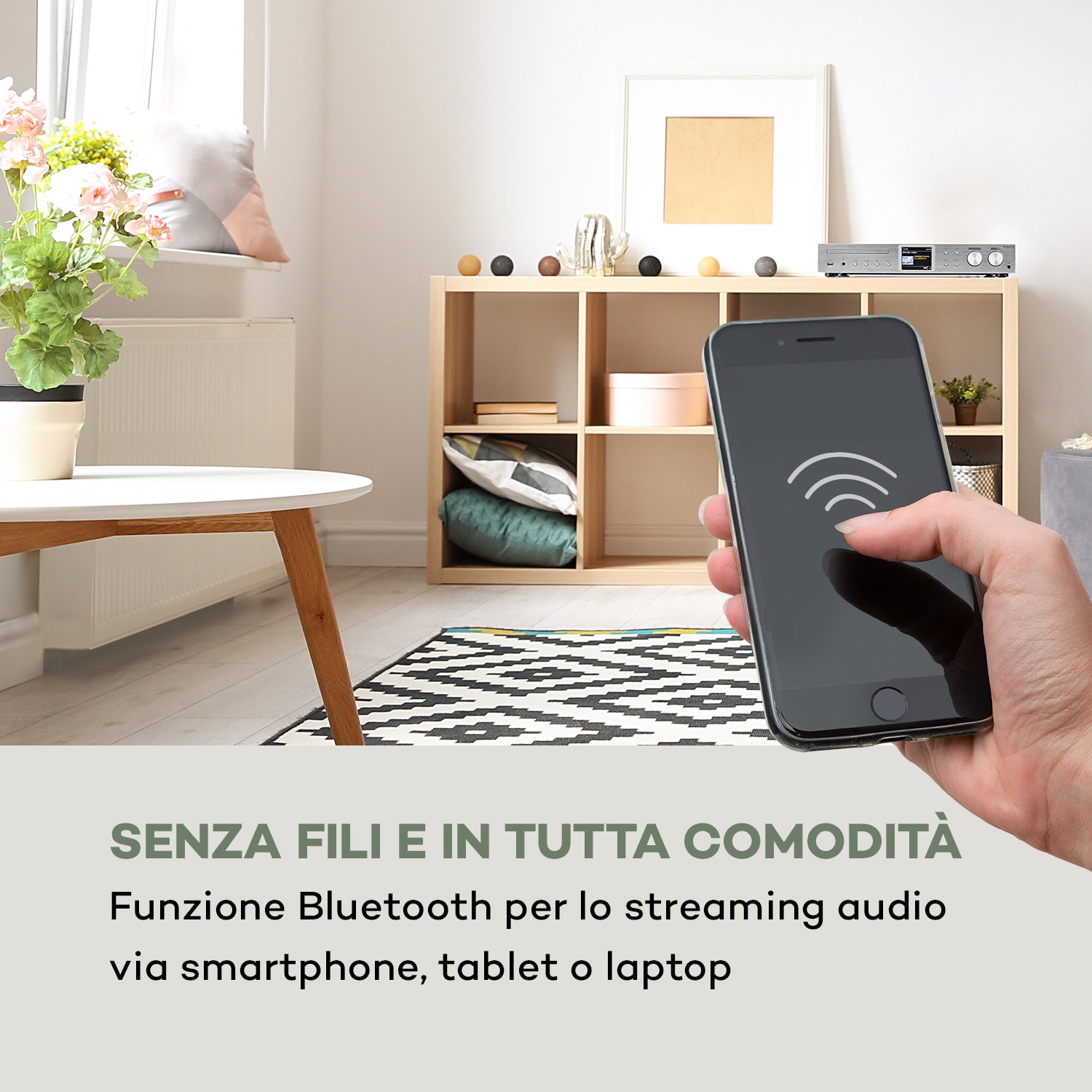 iTuner CD Ricevitore Hi-Fi Radio Web/DAB+/ FM Lettore CD Wi-Fi argento Argento metallizzato