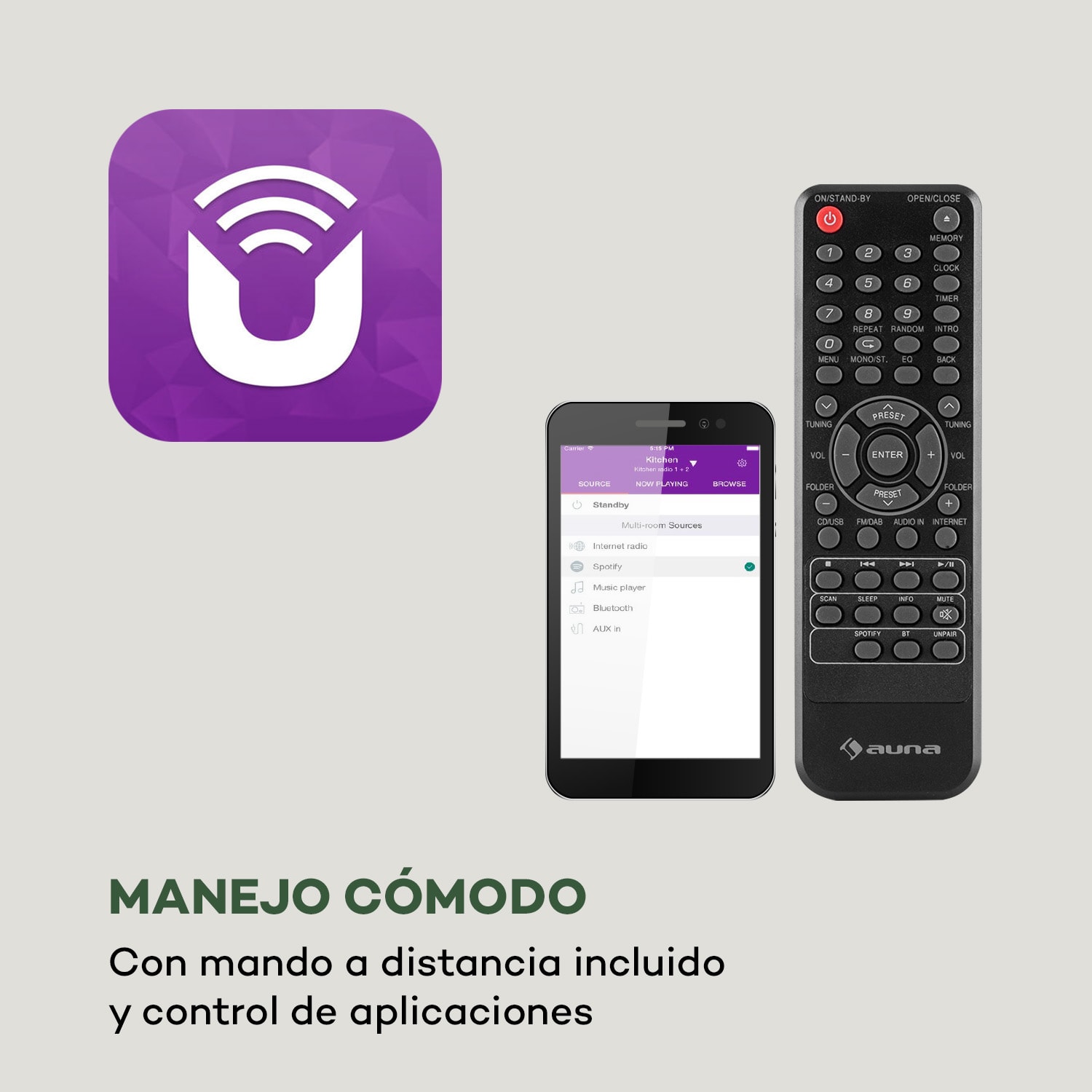 Worldwide CD Radio de Internet Spotify Connect App Control Bluetooth Negro 