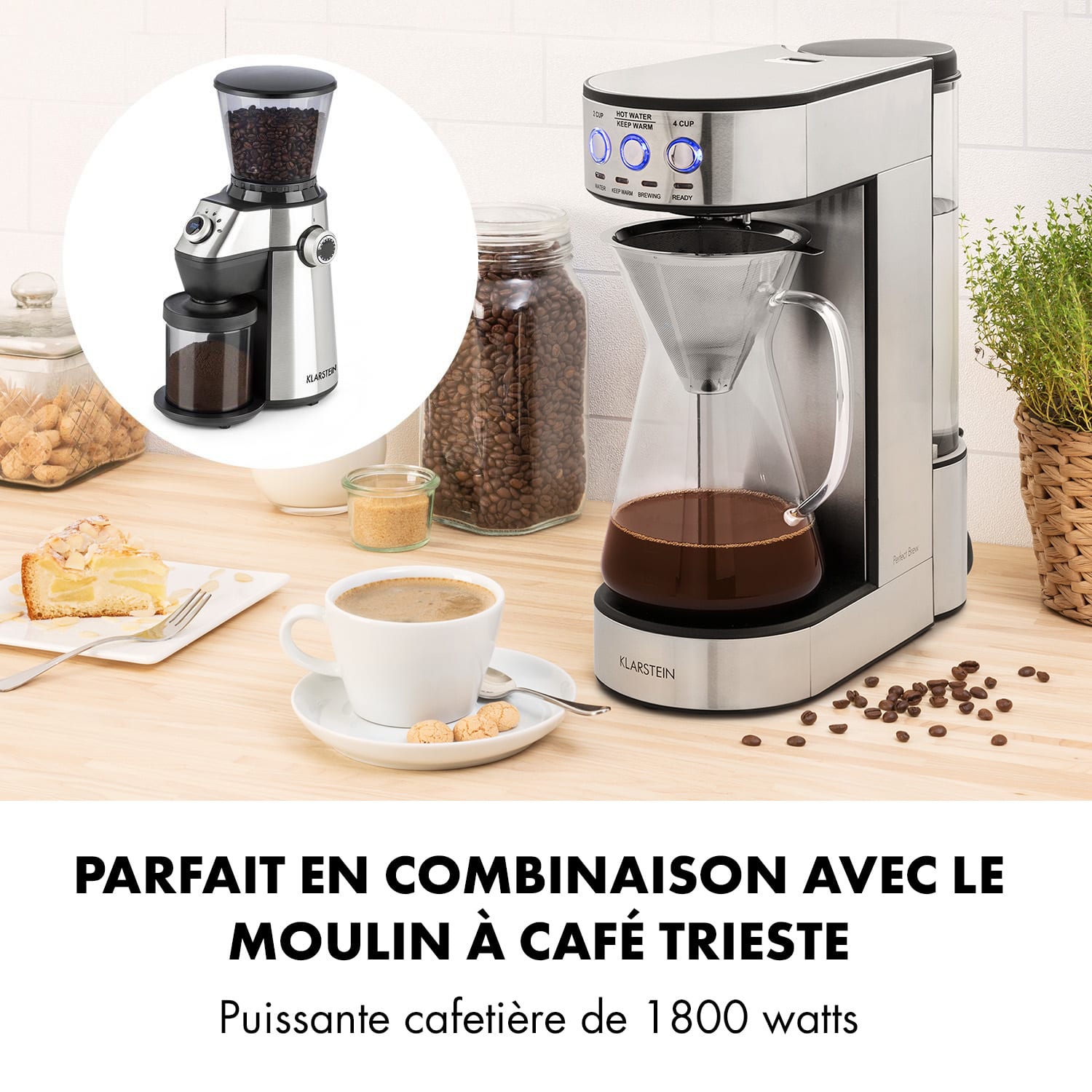 Perfect Brew koffiezetapparaat 1800W glazen kan edelstaal zilver 
