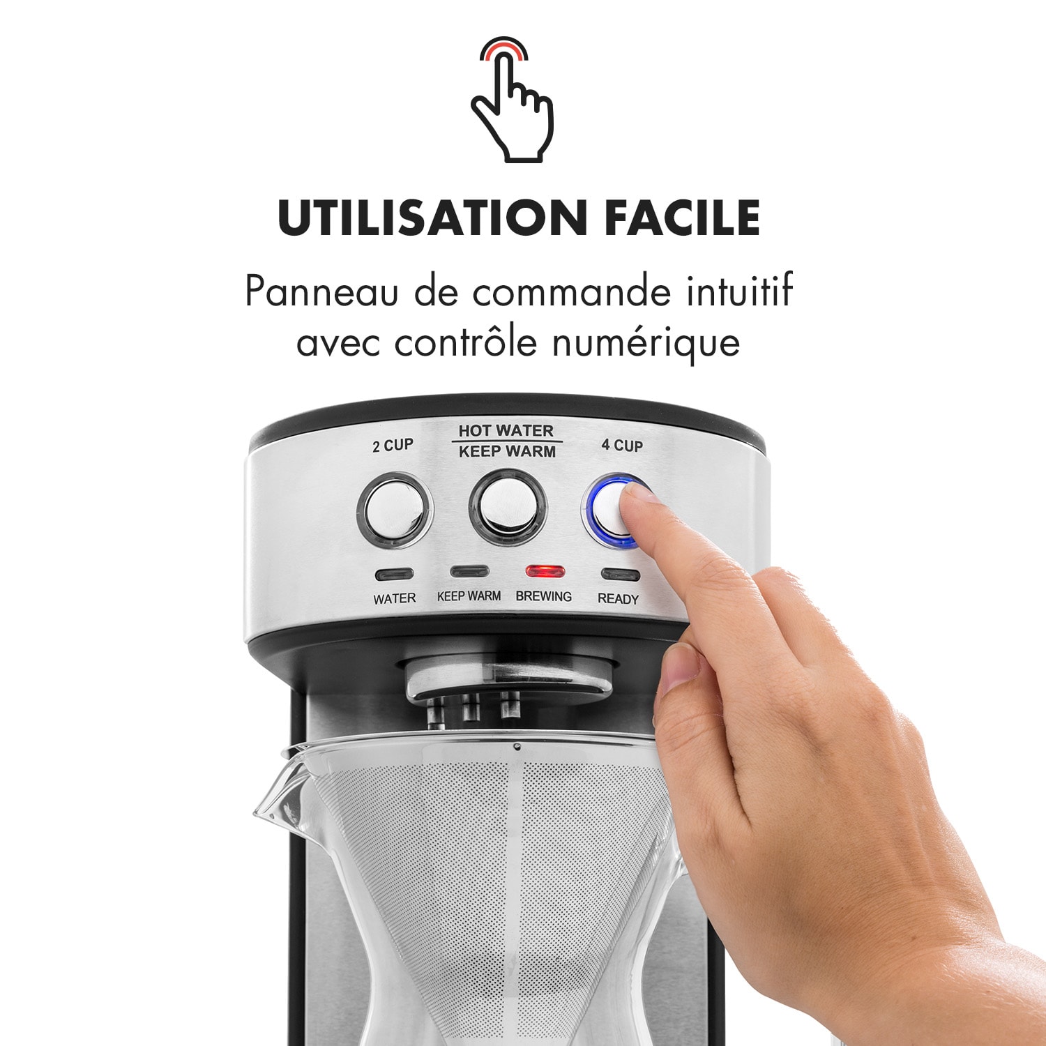 Perfect Brew koffiezetapparaat 1800W glazen kan edelstaal zilver 