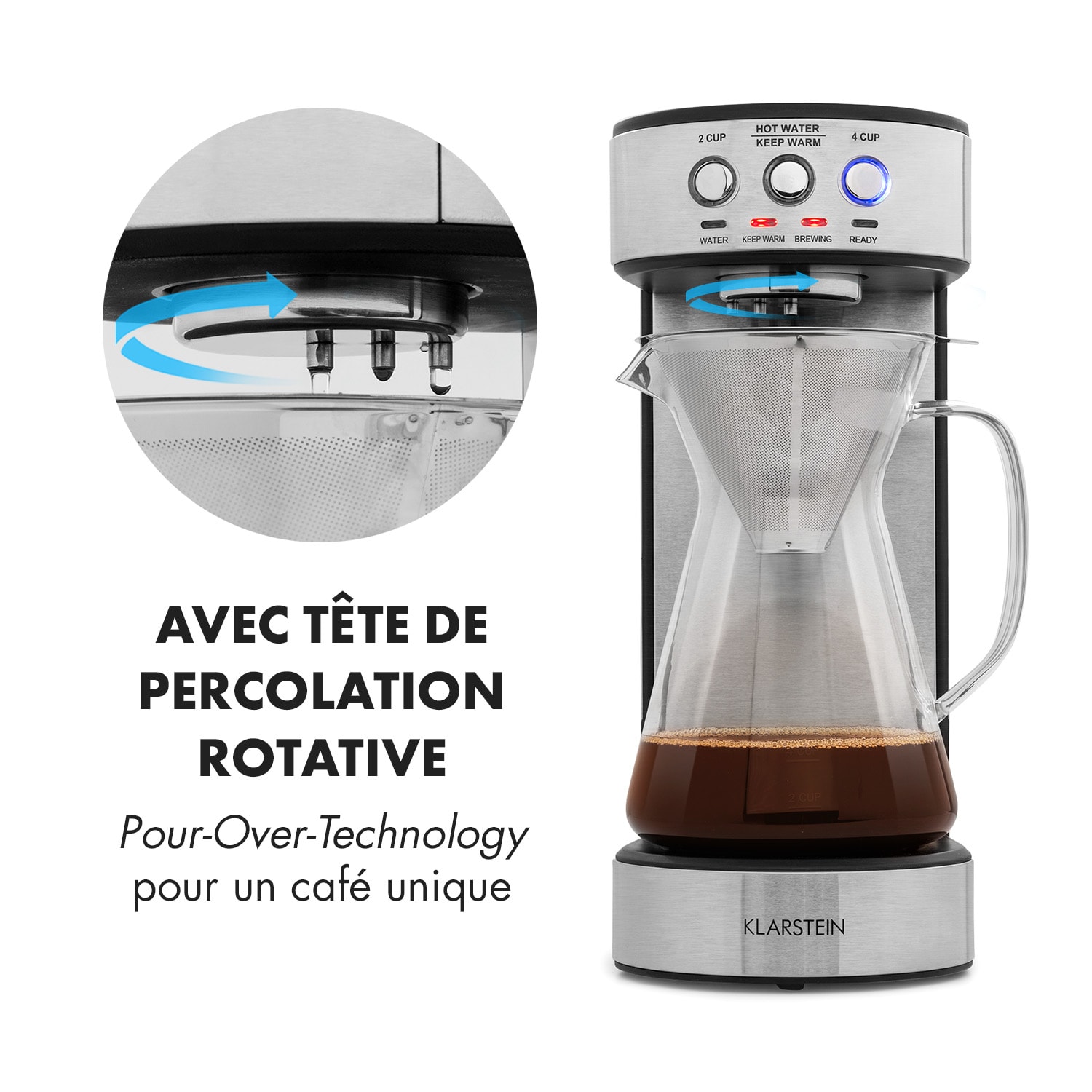 Perfect Brew koffiezetapparaat 1800W glazen kan edelstaal zilver 
