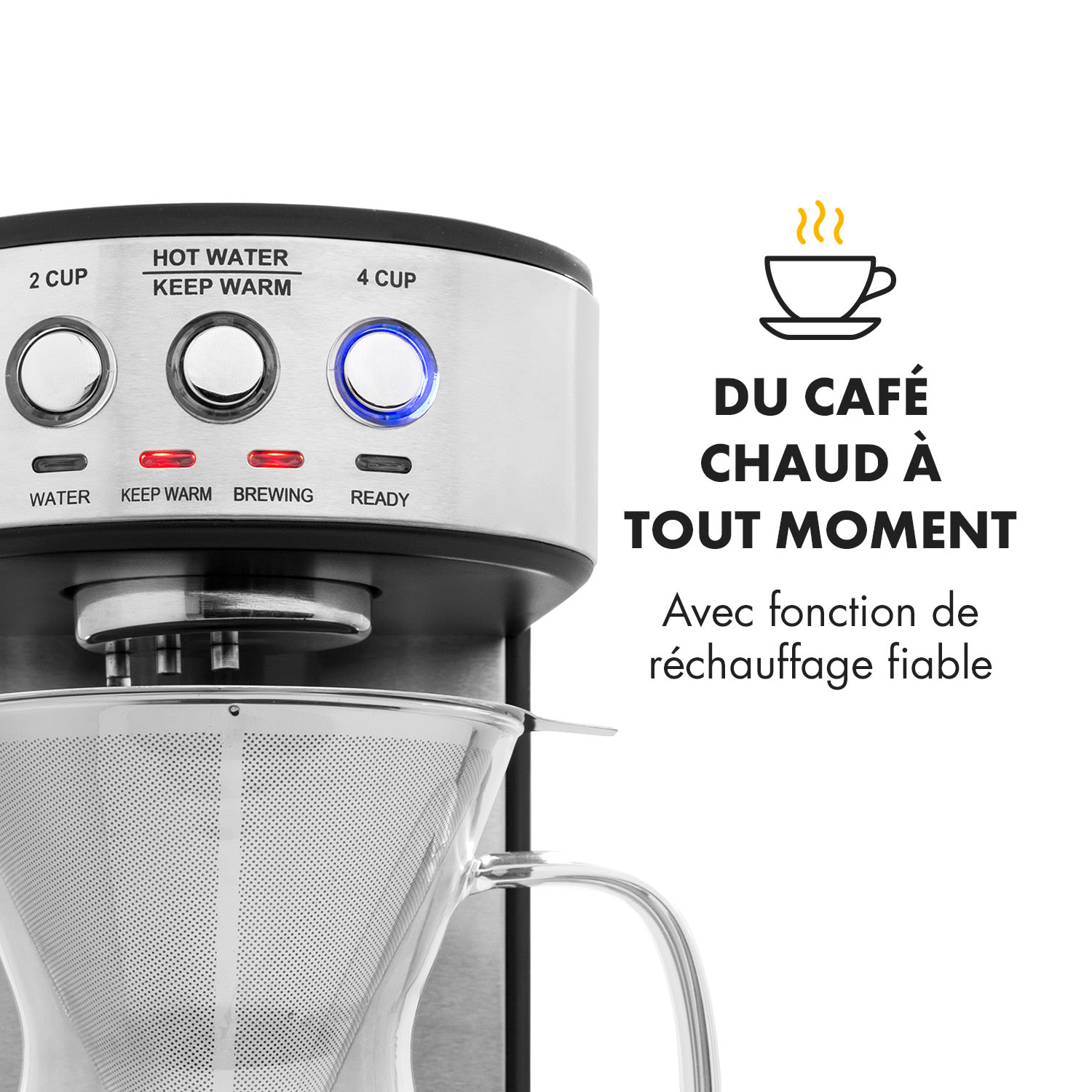 Perfect Brew koffiezetapparaat 1800W glazen kan edelstaal zilver 