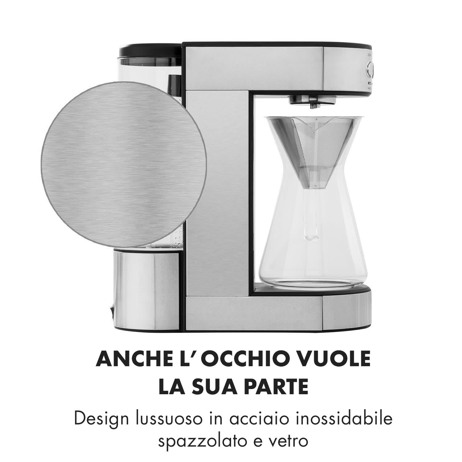 Perfect Brew Macchina del Caffè 1800W Brocca di Vetro Acciaio Inox Argento 
