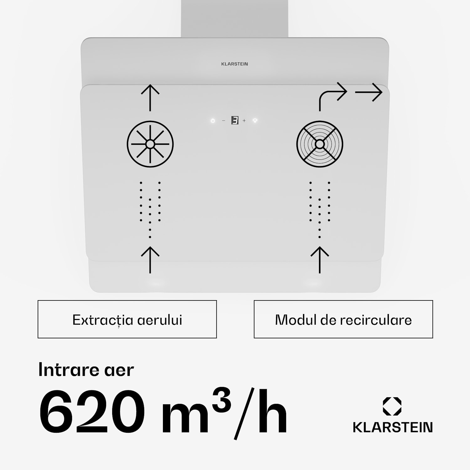 Aurica 60, hotă de aspirație, 60 cm, 610 m³/h, LED, tactil, sticlă, albă 