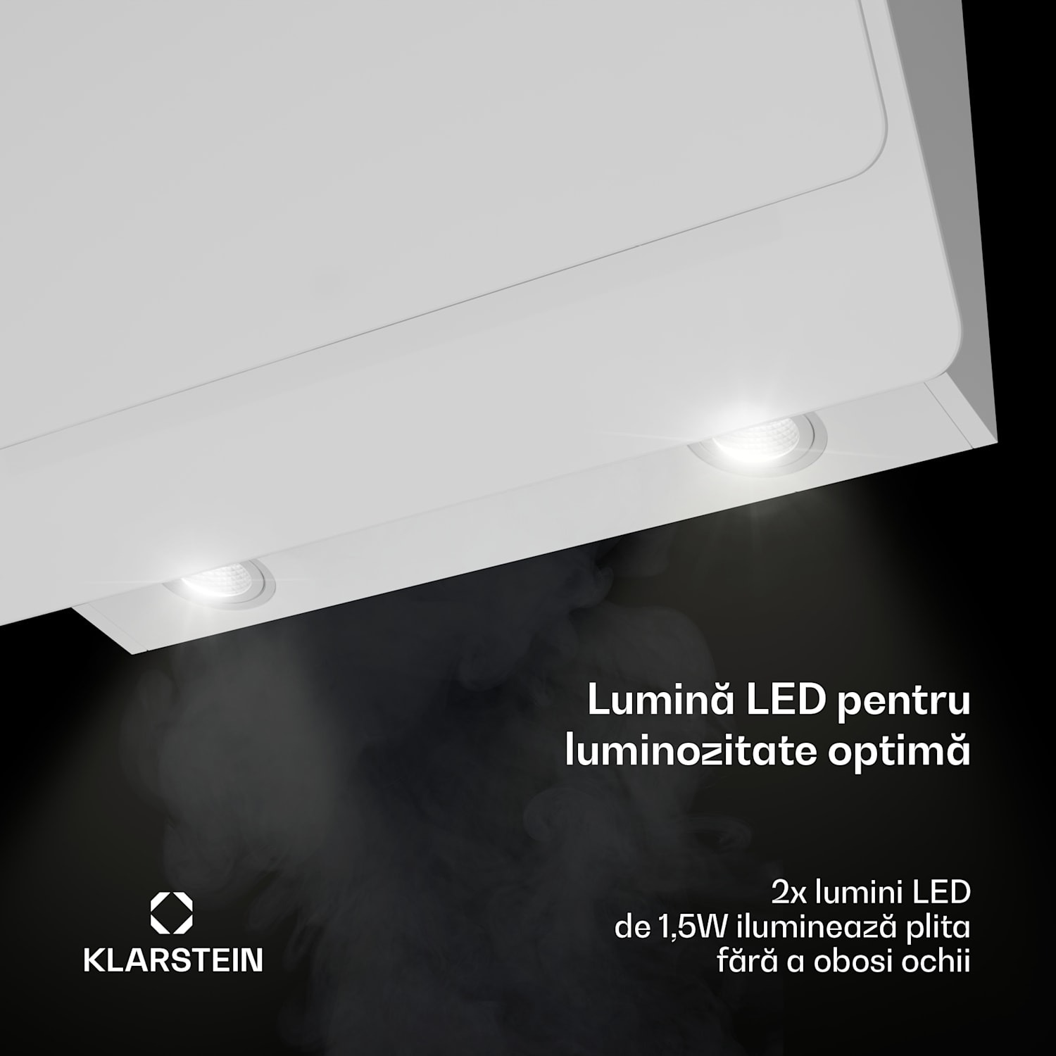 Aurica 60, hotă de aspirație, 60 cm, 610 m³/h, LED, tactil, sticlă, albă 