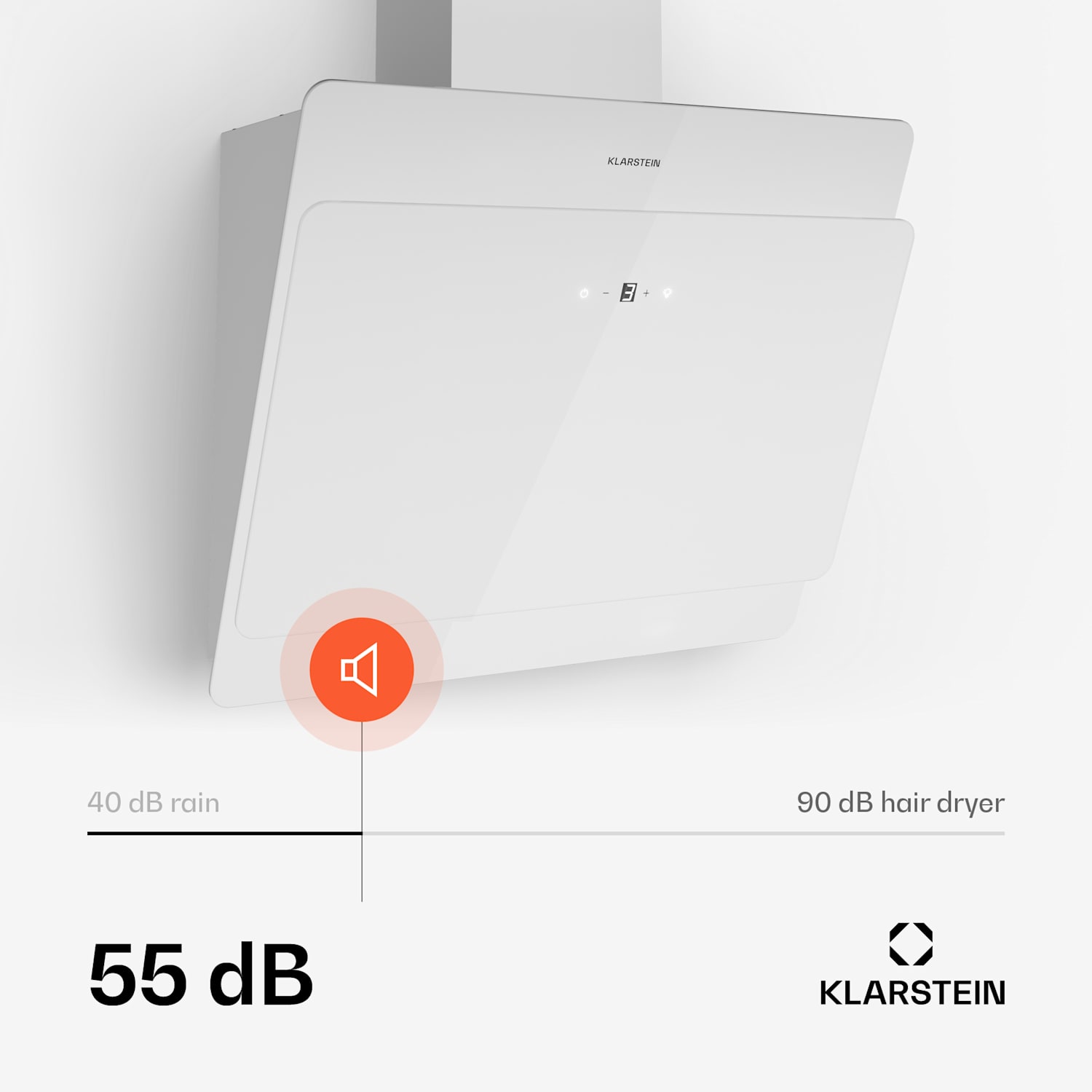 Klarstein Aurica 60 afzuigkap 60 cm 600 m³/h led touch glas wit 60 cm | Zonder reservefilter | Wit