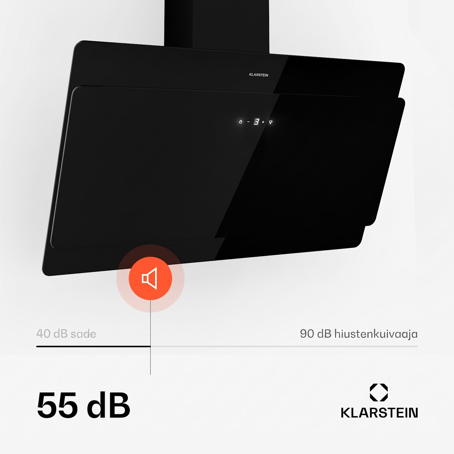 Aurica 90 liesituuletin, 90 cm, seinäasennus, 165 W, musta 90 cm | Musta