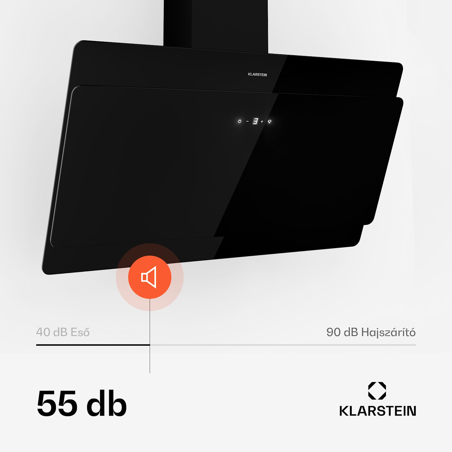 Aurica 90, páraelszívó, 90 cm, 610 m³/ó, LED, érintőképernyős, üveg, fekete 