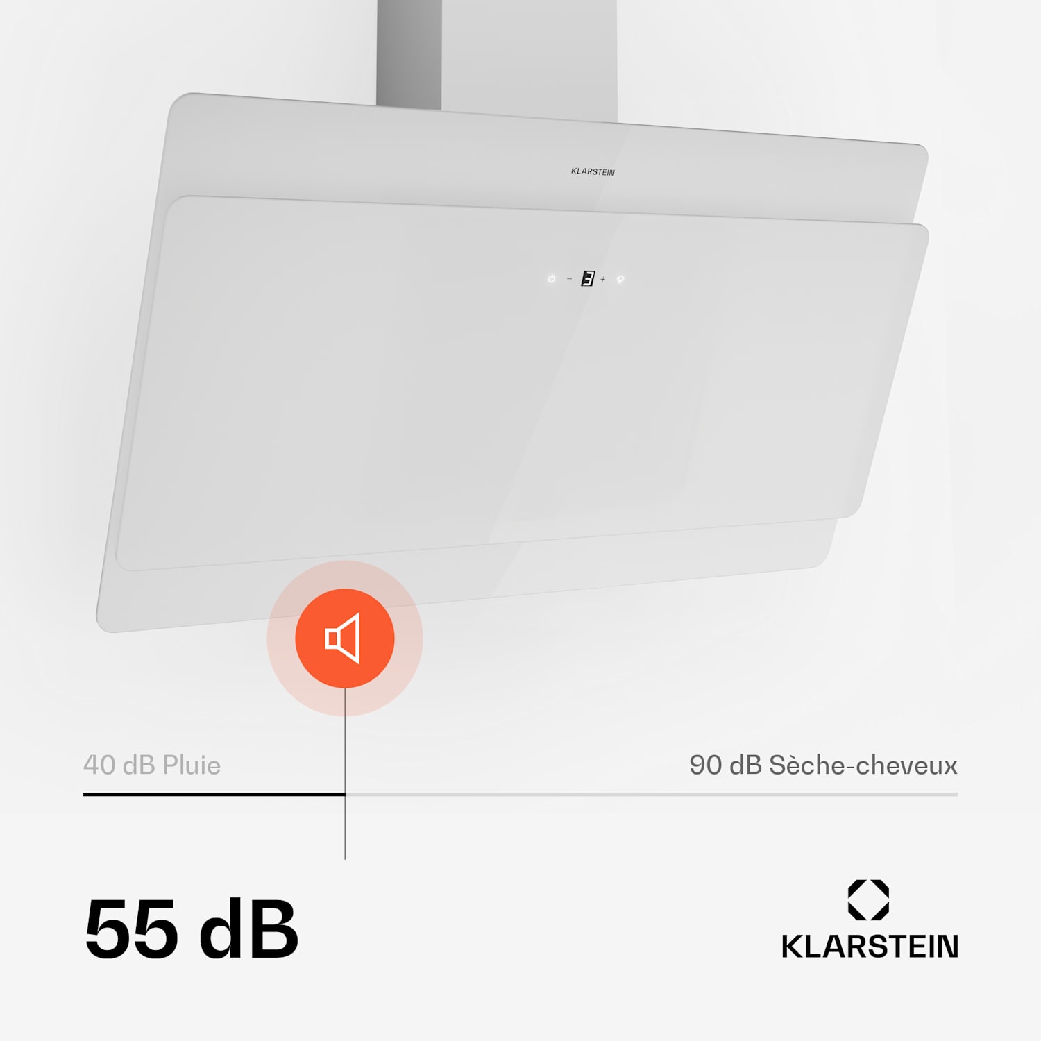 Aurica 90 Hotte aspirante 90cm 600 m³/h LED Touch Glass blanc 90 cm | Sans filtre de rechange | Blanc