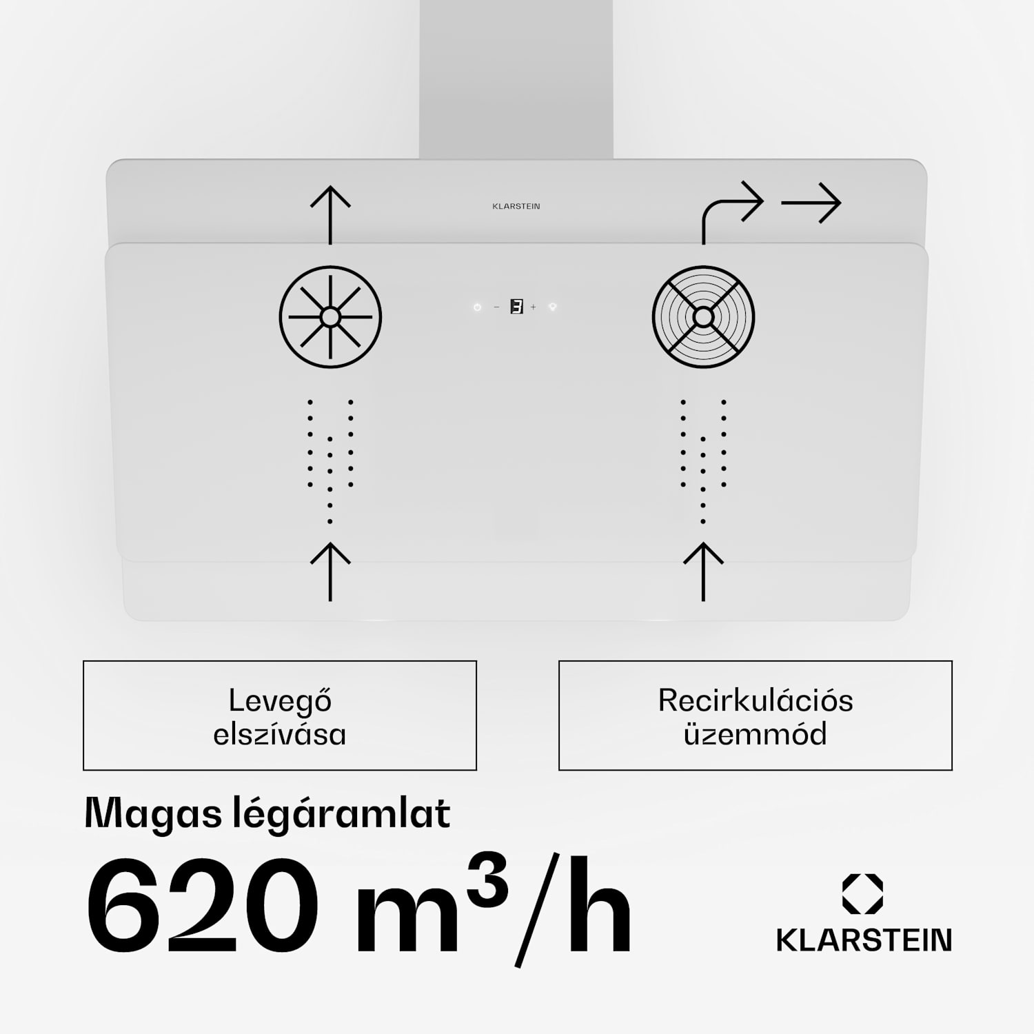 Aurica 90, páraelszívó, 90 cm, 610 m³/ó, LED, érintőképernyős, üveg, fehér 90 cm | Pótszűrő nélkül | Fehér