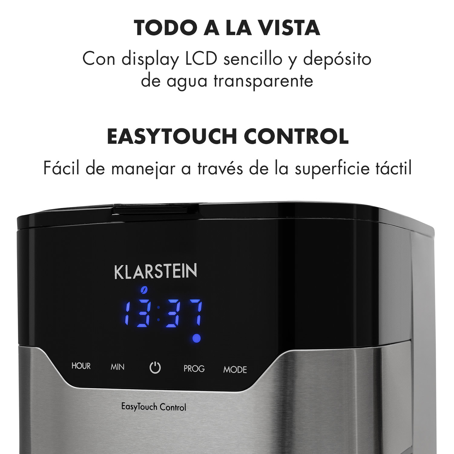 Arabica Cafetera 900W EasyTouch Control Plateada/Negra 1,5 L