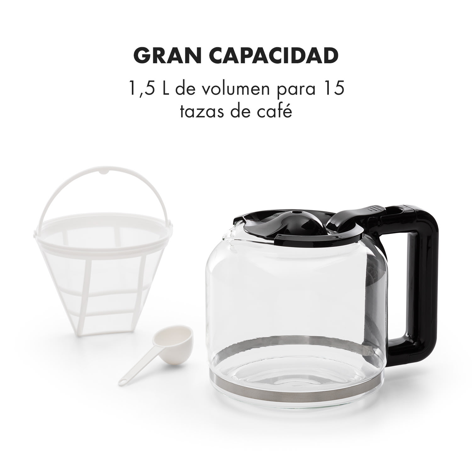 Arabica Cafetera 900W EasyTouch Control Plateada/Negra 1,5 L