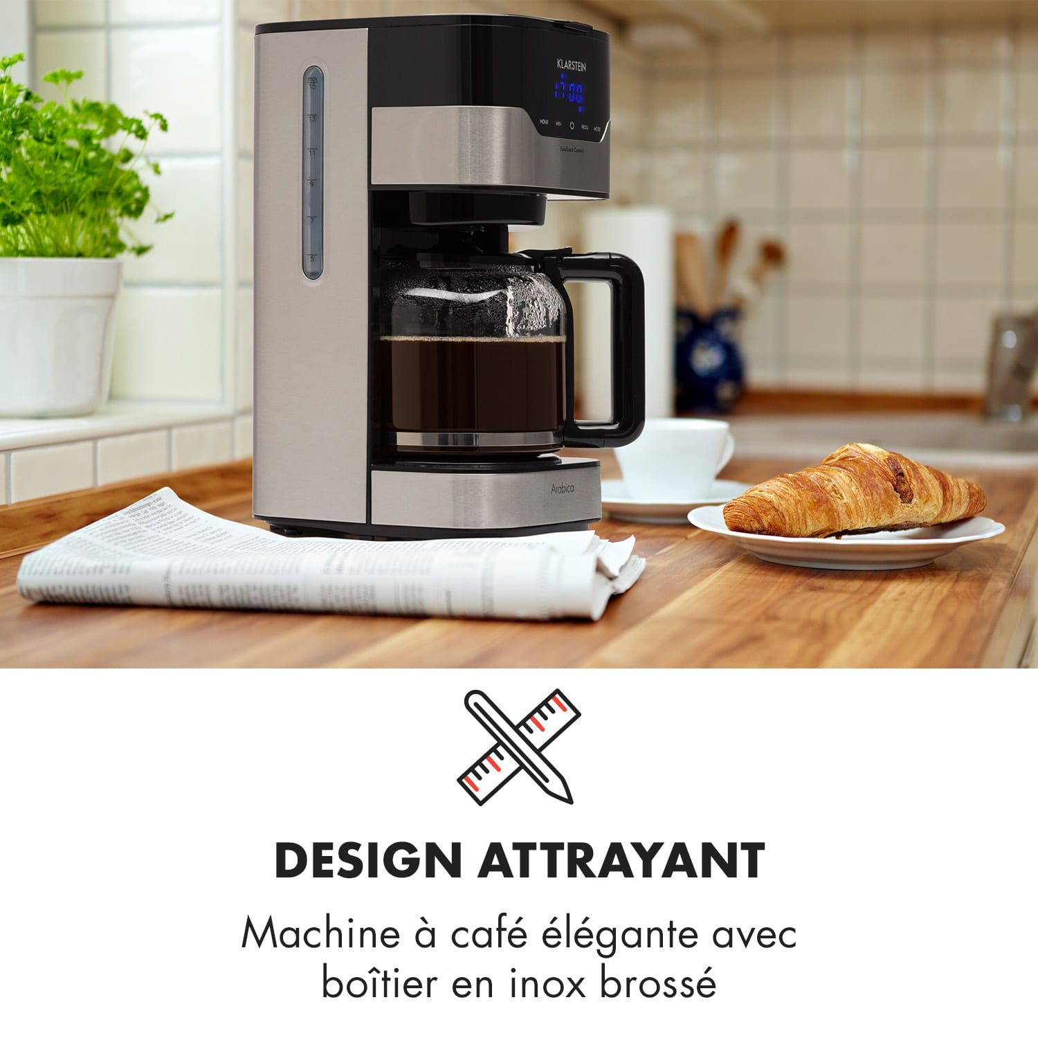 Arabica koffiezetapparaat 900W EasyTouch Control zilver/zwart 1,5 L