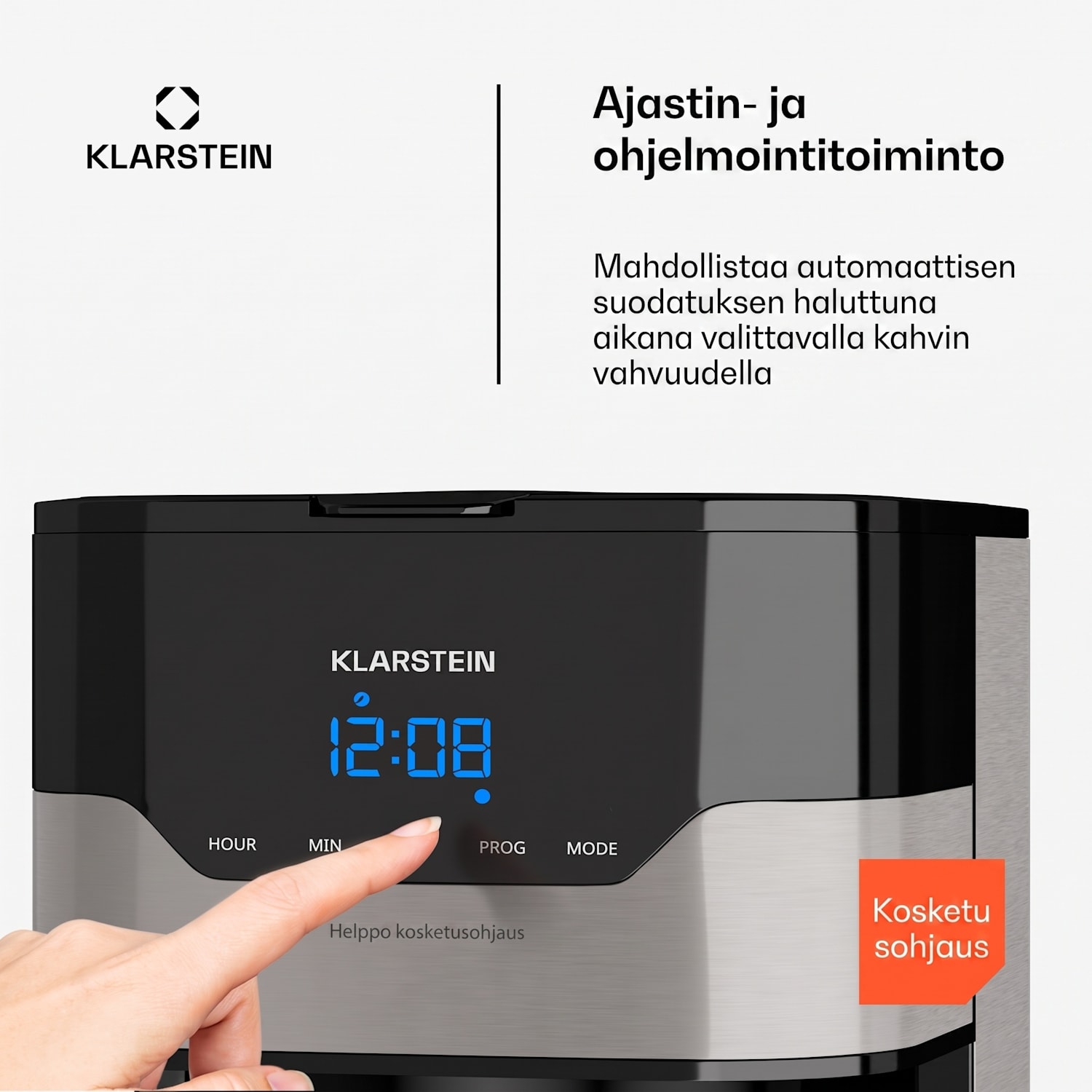 kahvinkeitin Arabica 800 W EasyTouch-ohjaus hopea/musta Hopea Metallinen