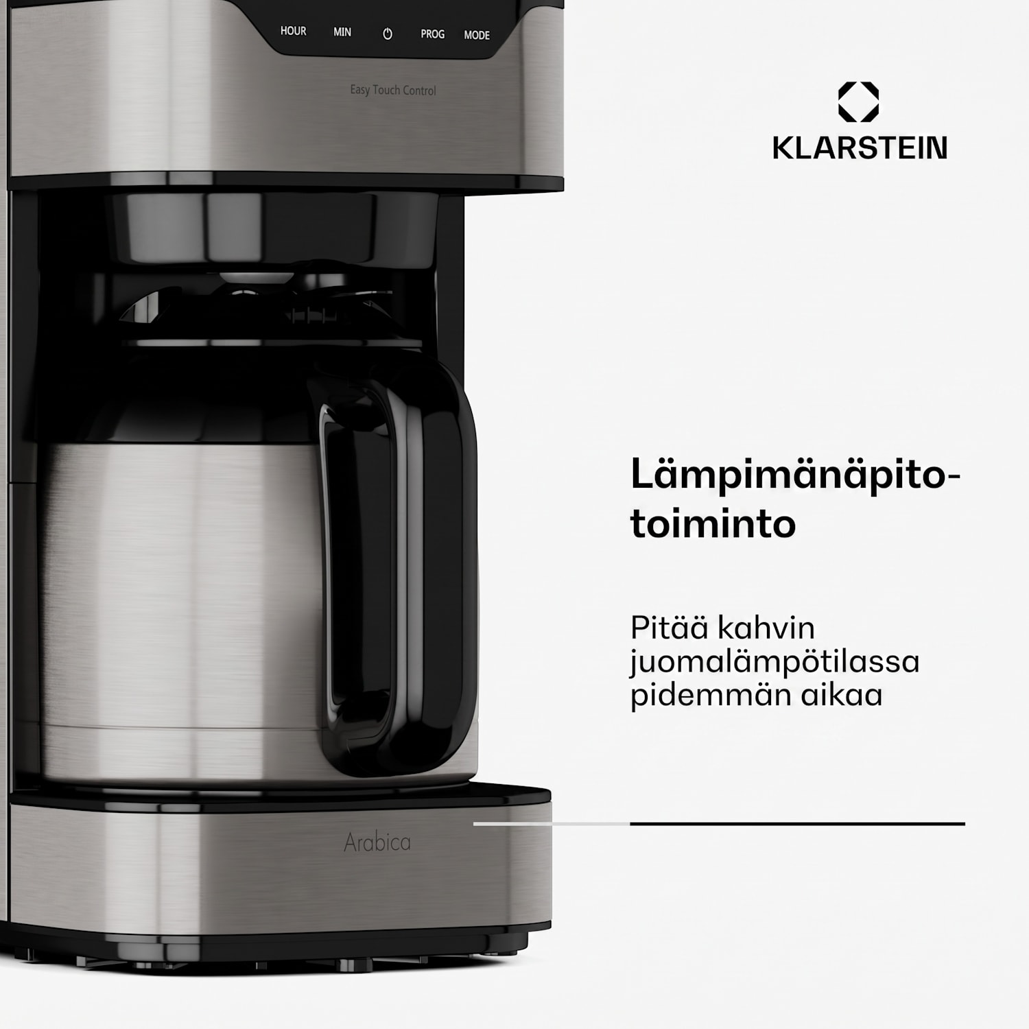 kahvinkeitin Arabica 800 W EasyTouch-ohjaus hopea/musta Hopea Metallinen