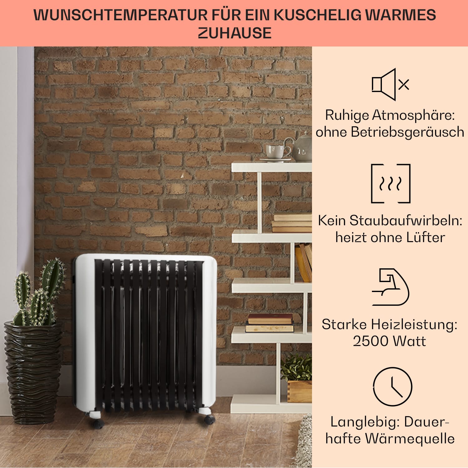 Thermaxx 2500 Ölradiator 2500W 5-35° C 24h-Timer weiß/schwarz 2500 W
