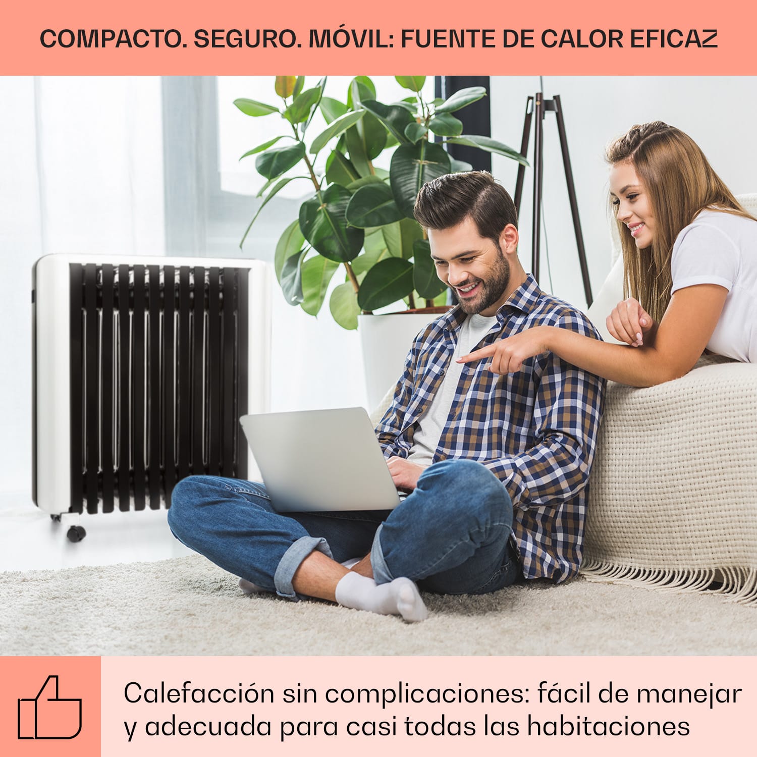 Thermaxx 2500 Radiador de aceite 2500W 5-35° C Temporizador de 24h Blanco/negro 2500 W
