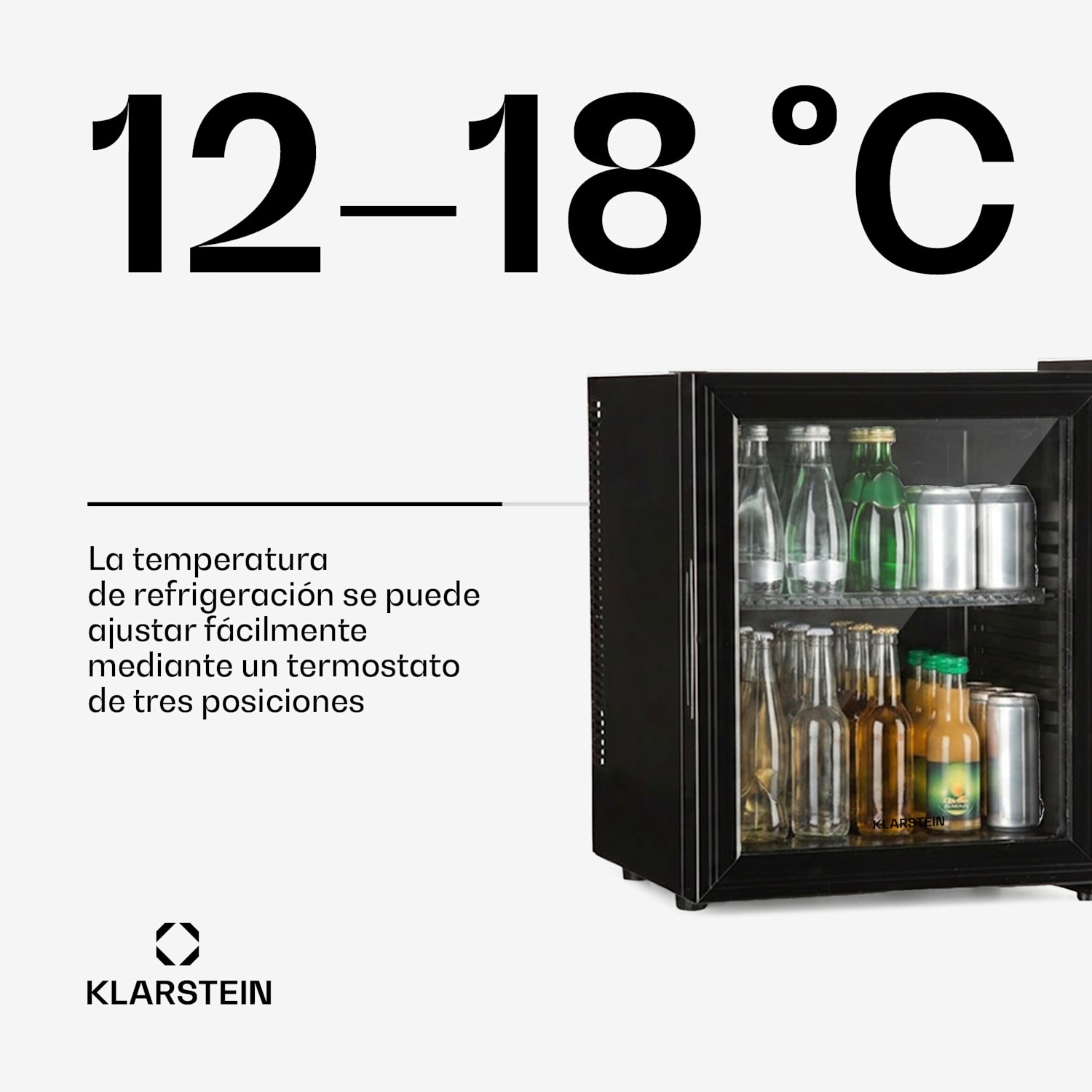 Mini frigorífico Brooklyn 24 puerta de cristal estante LED 23 L | Negro | Negro