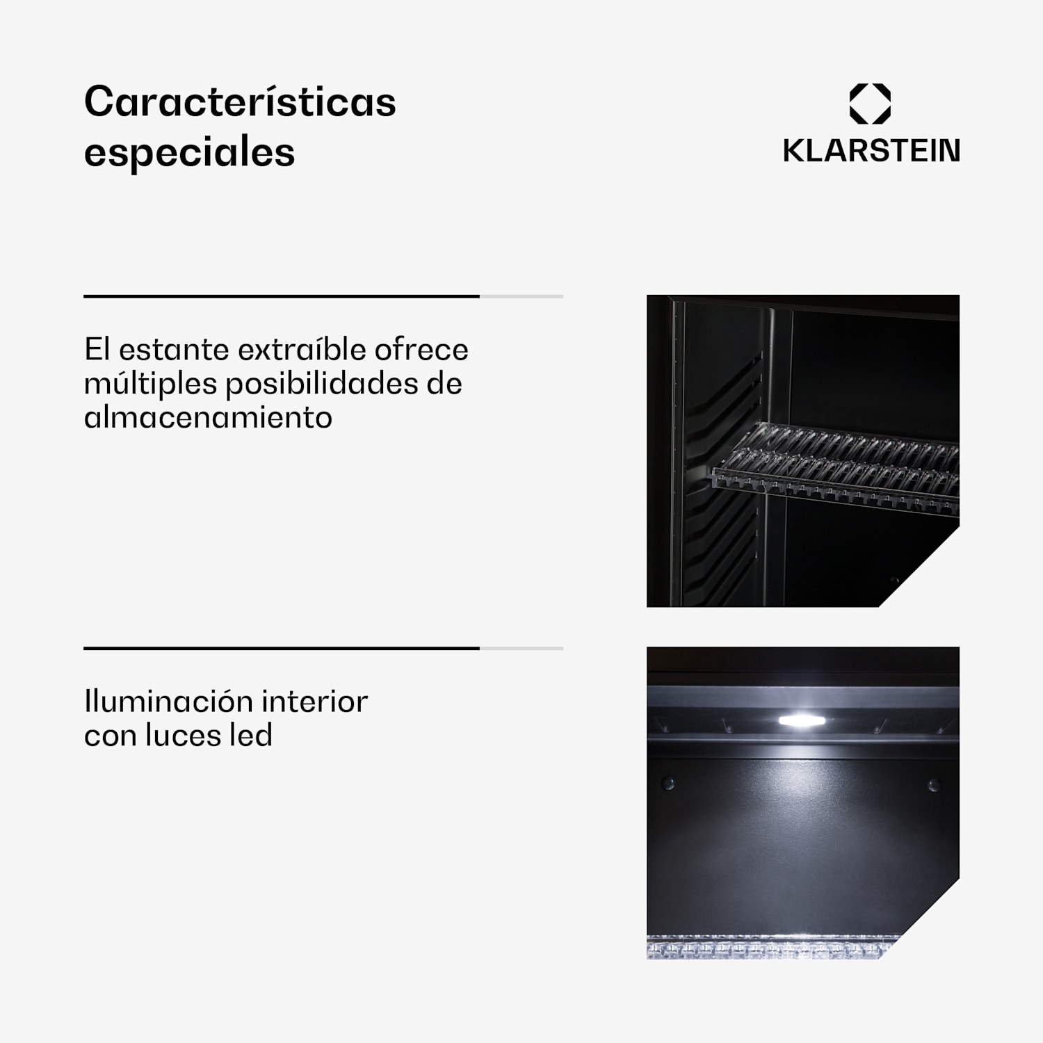 Mini frigorífico Brooklyn 24 puerta de cristal estante LED 23 L | Negro | Negro