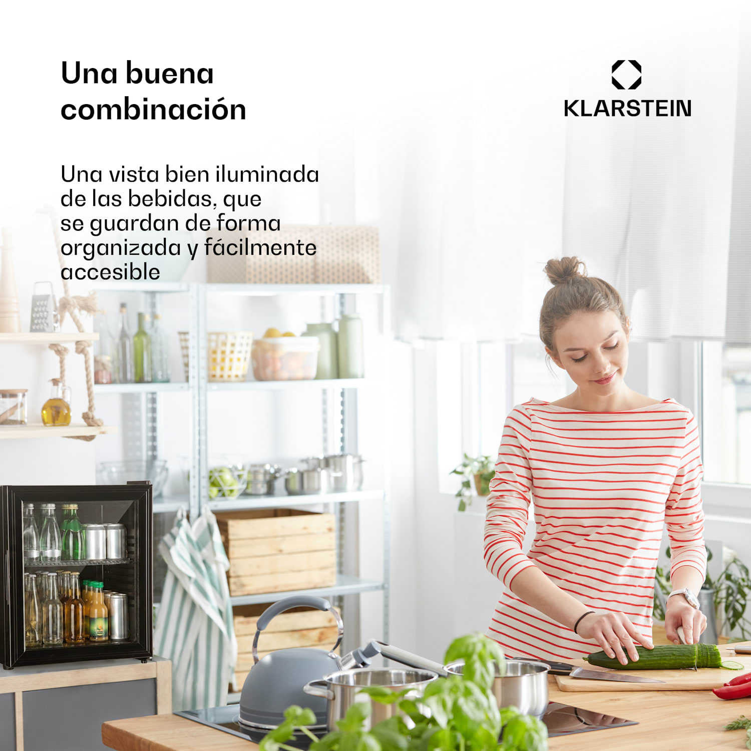 Mini frigorífico Brooklyn 32 puerta de cristal estante LED 30 L | Negro | Negro