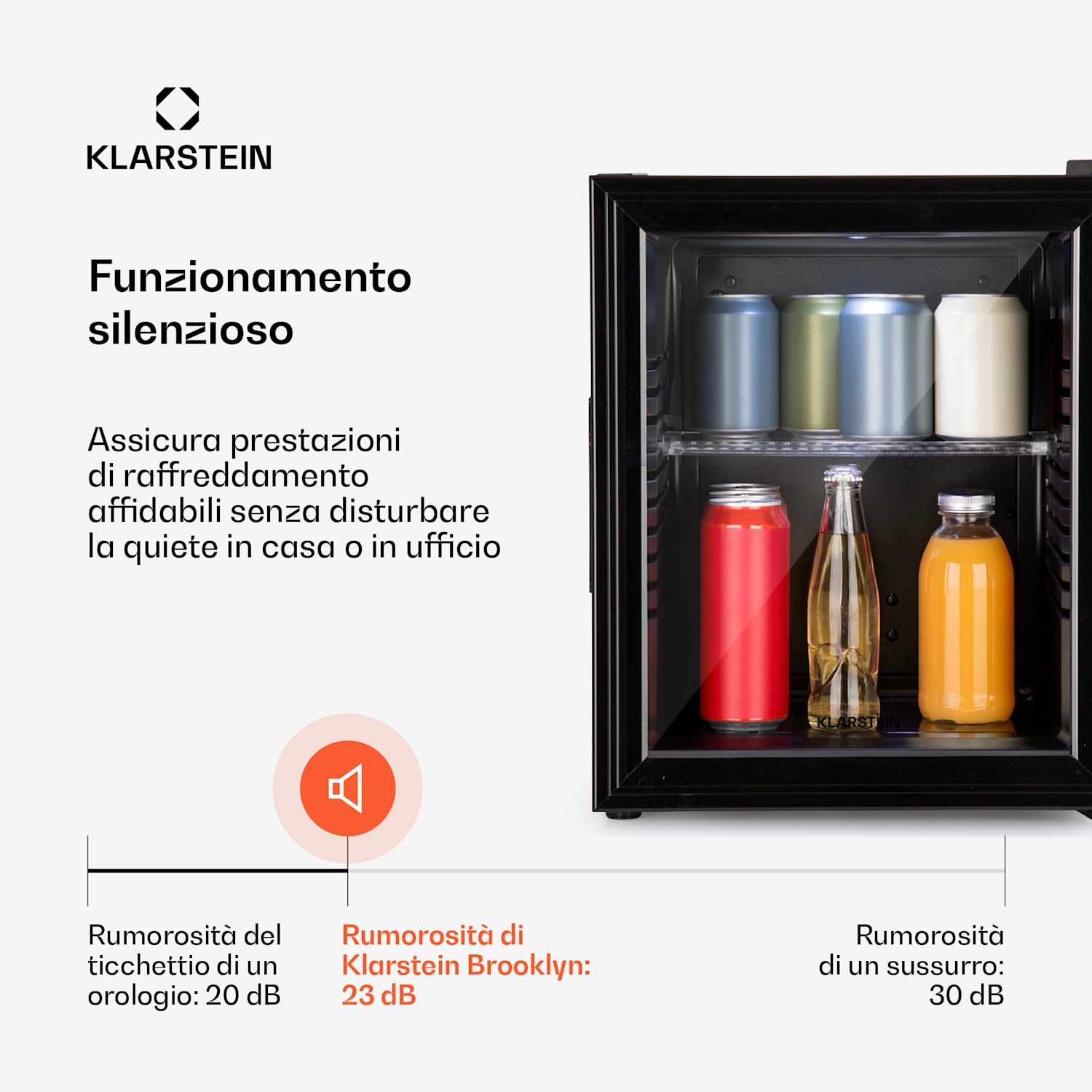 Brooklyn 32 mini frigo, sportello di vetro, LED, ripiano 30 L | Nero | Nero