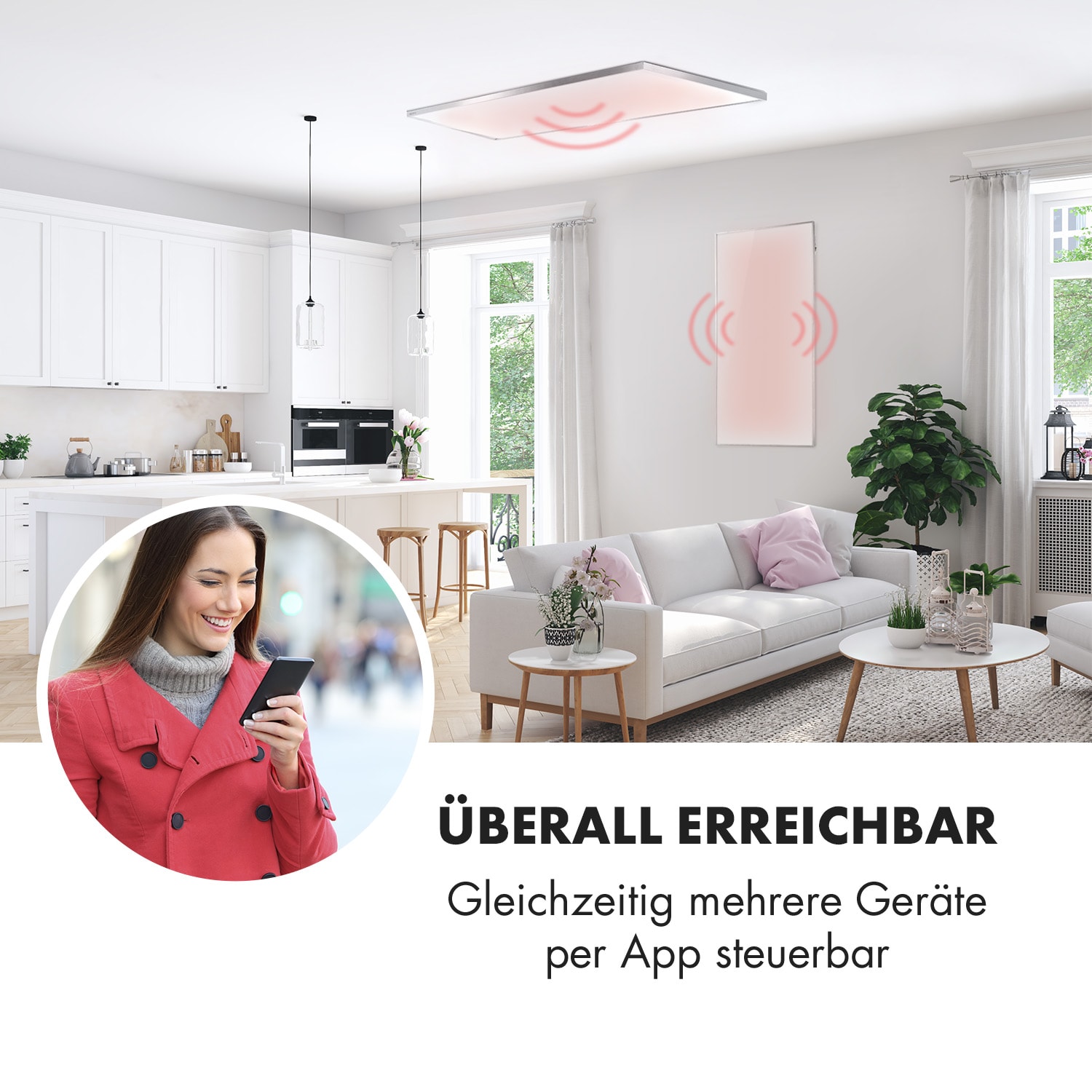 Wonderwall Smart Infrarotheizung 60x120cm App 720W Wochentimer IP24 60 x 120 cm | 720 W | Ja | Weiß