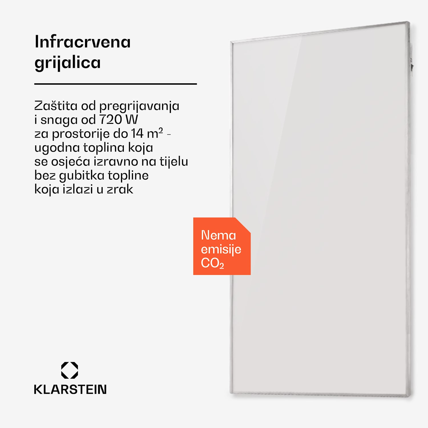 Wonderwall 720 Smart, infracrvena grijalica, 120 x 60cm, 720 W, tjedni tajmer, IP24, bijeli 60 x 120 cm | 720 W | Da | Bijela