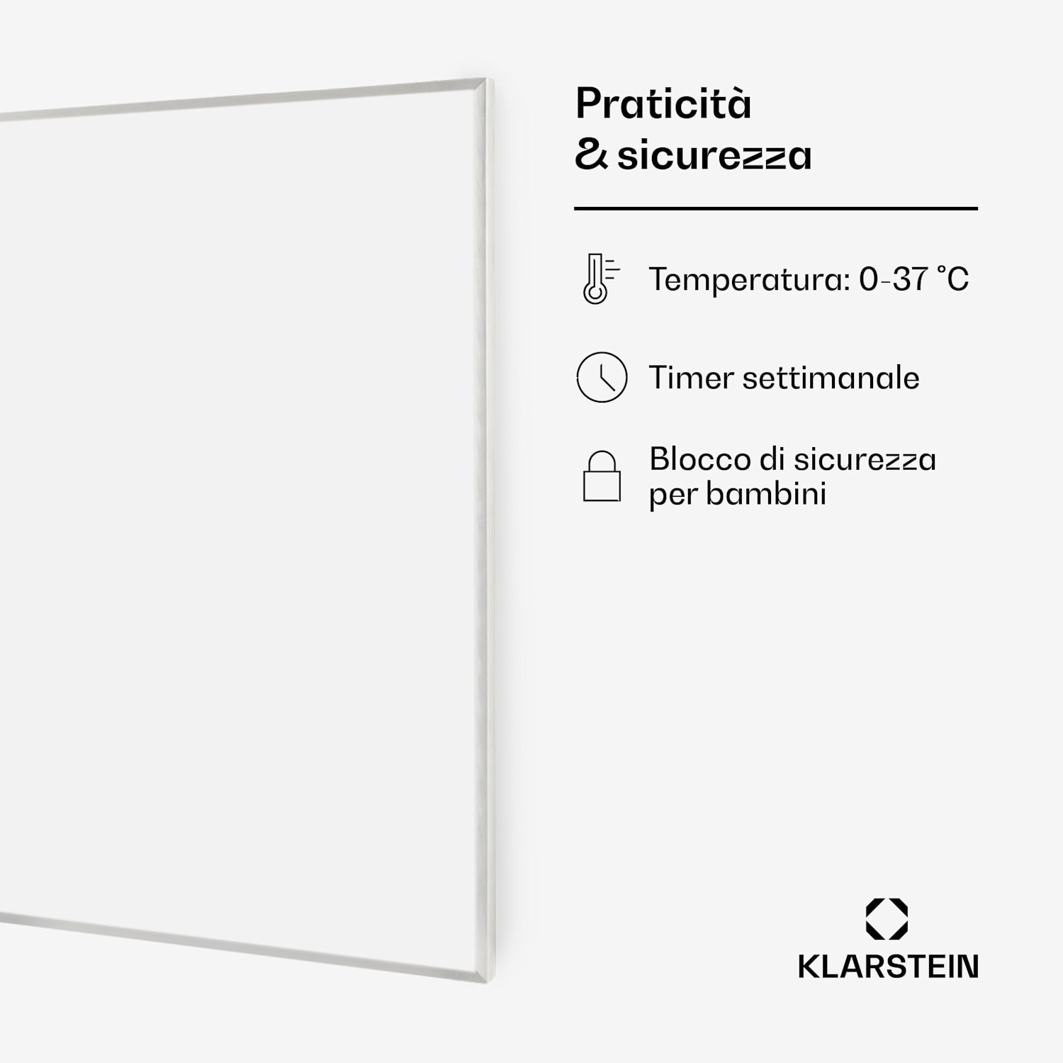 Wonderwall Smart - Pannello riscaldante a infrarossi, 60 x 120 cm, controllo con app, 720 W, timer settimanale, IP24 60 x 120 cm | 720 W | Sì | Bianco