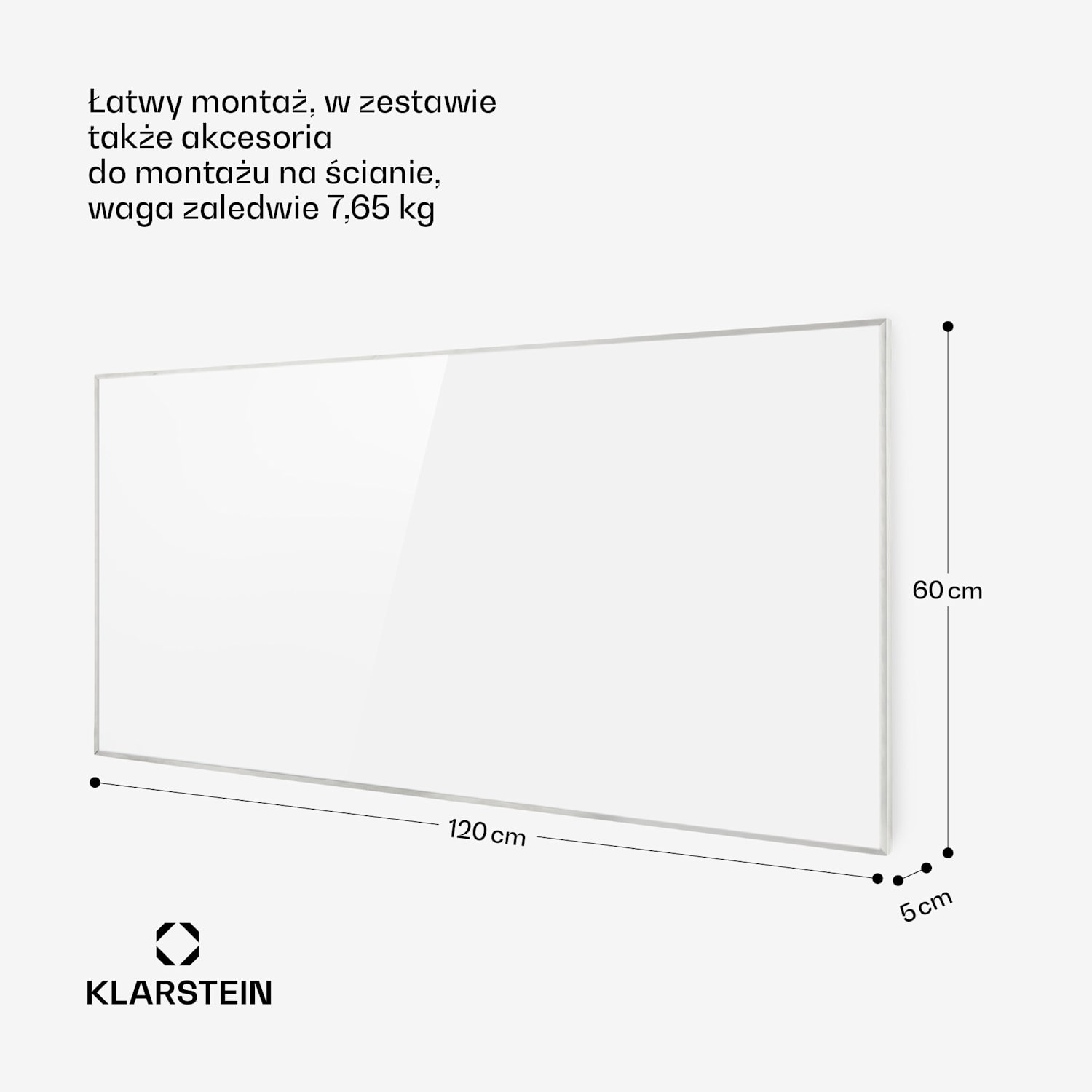 Wonderwall 720 Smart, panel grzewczy na podczerwień, 120 x 60 cm, 720 W, tygodniowy programator czasowy, IP24, biały 60 x 120 cm | 720 W | Tak | Biały